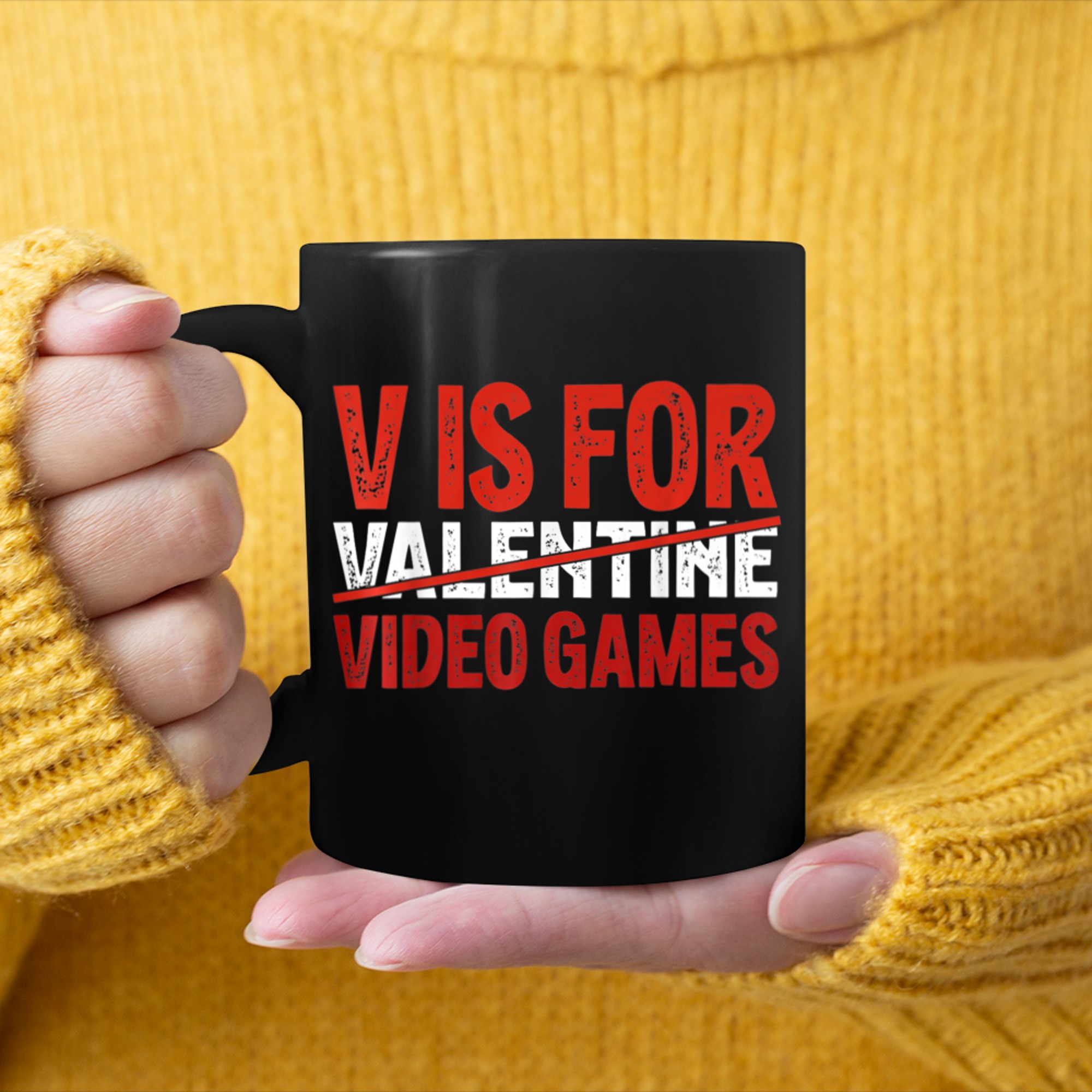 V Is For Video Games Funny Valentines Day Gamer Boy Men - 2023-09-16T114105.554 mug black