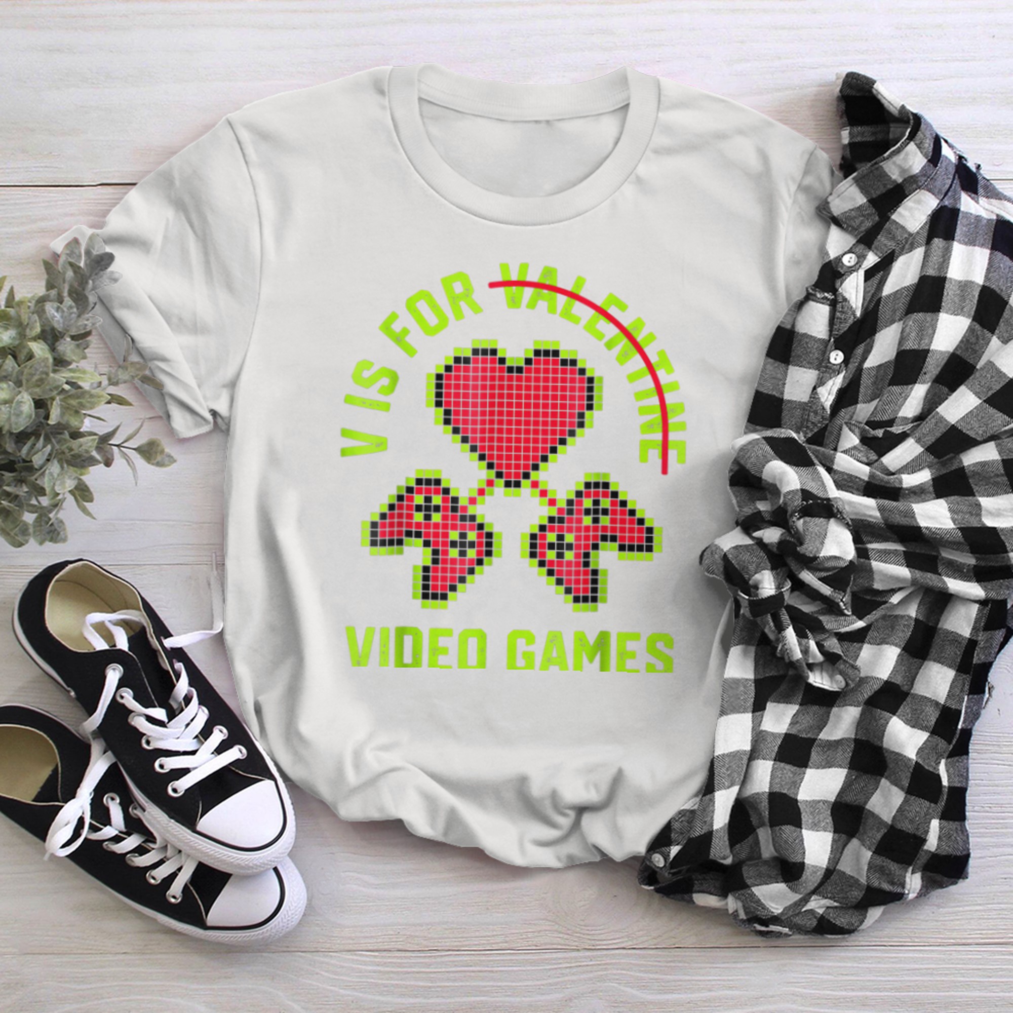 V Is For Video Games Shirt Controller Heart Boy Mens t-shirt white