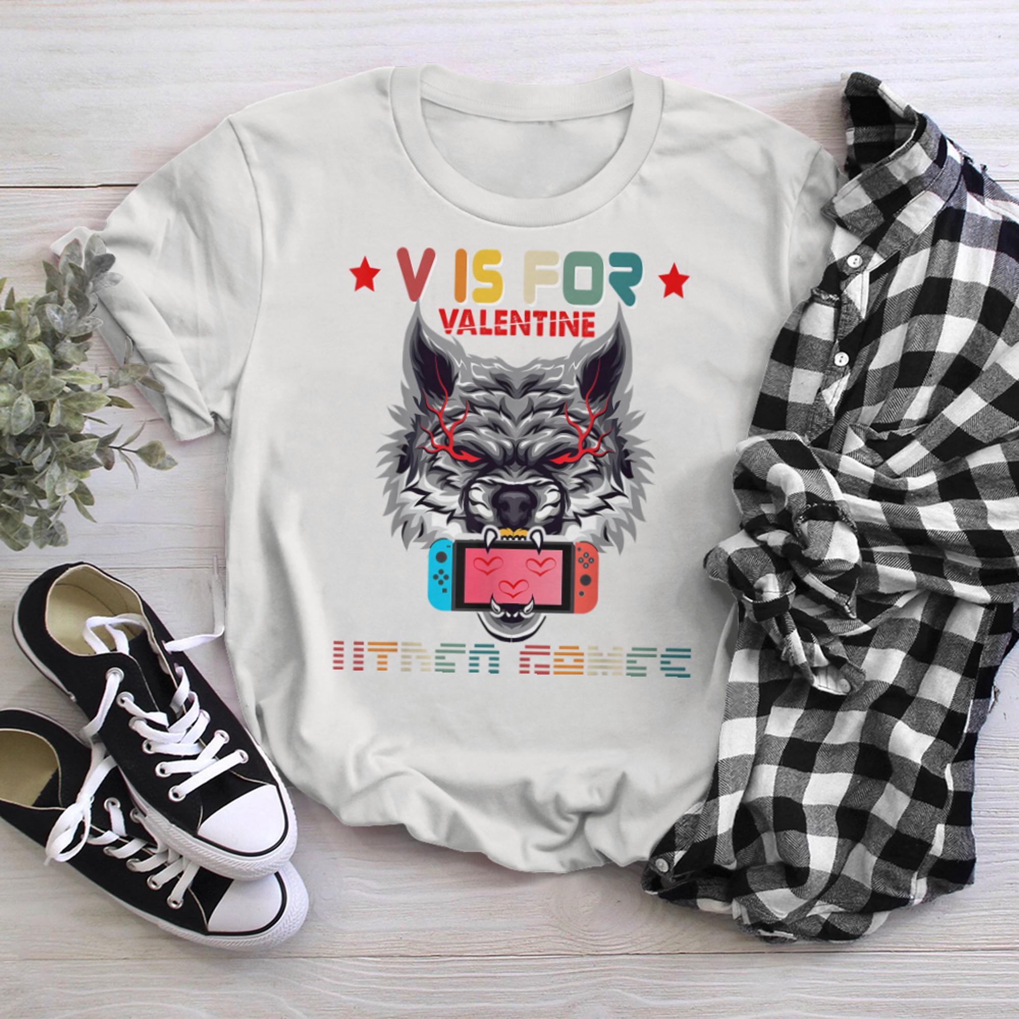 V Is For Video Games T-shirt Anti Valentine's Day Game Lover t-shirt white