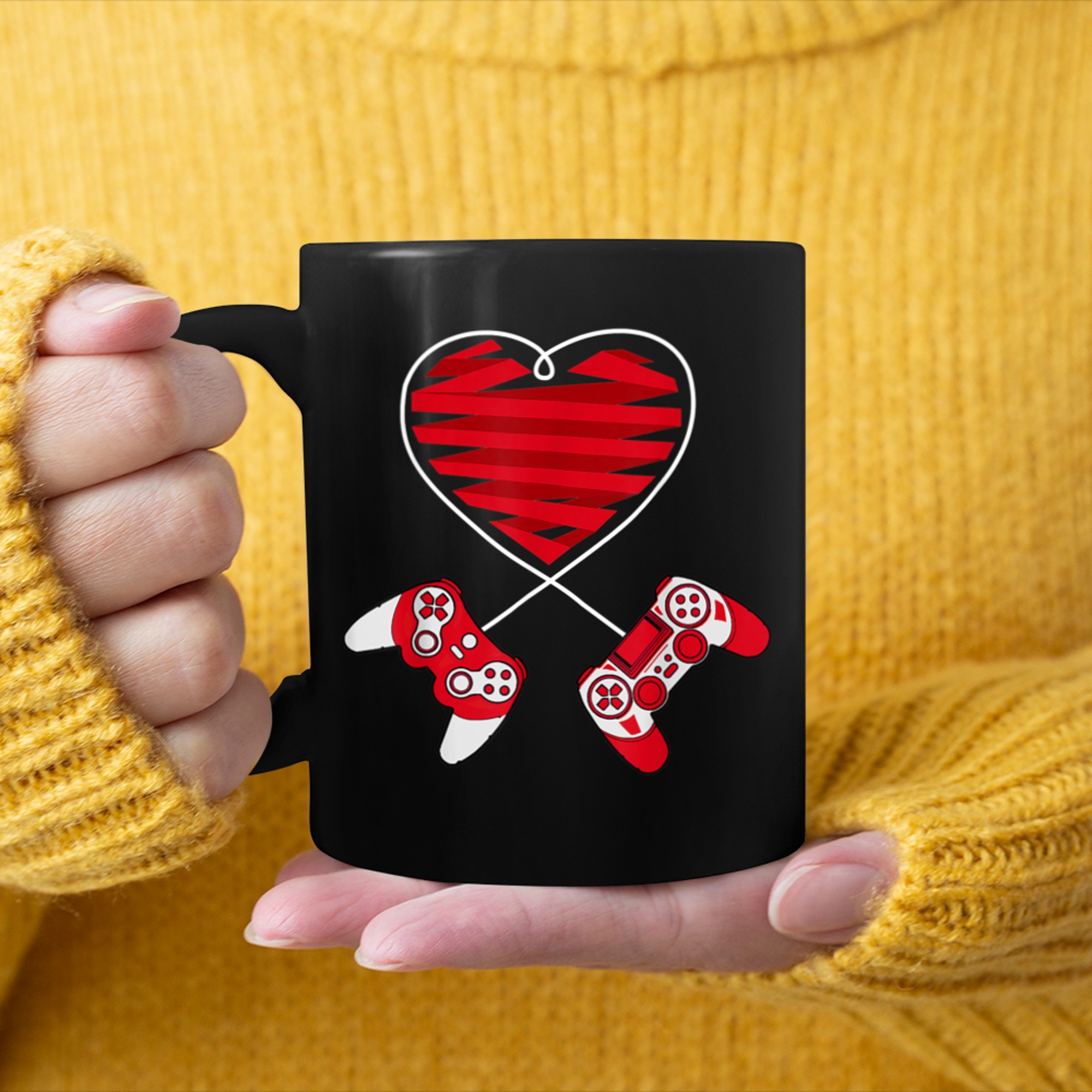 V Is For Video Games Valentines Day Funny Gamer Boys Kids (3) mug black