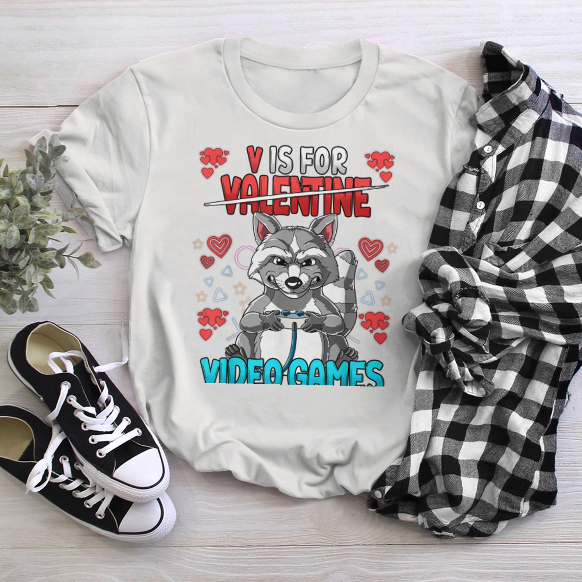 V Is For Video Games Valentines Day Gamer (10) t-shirt white