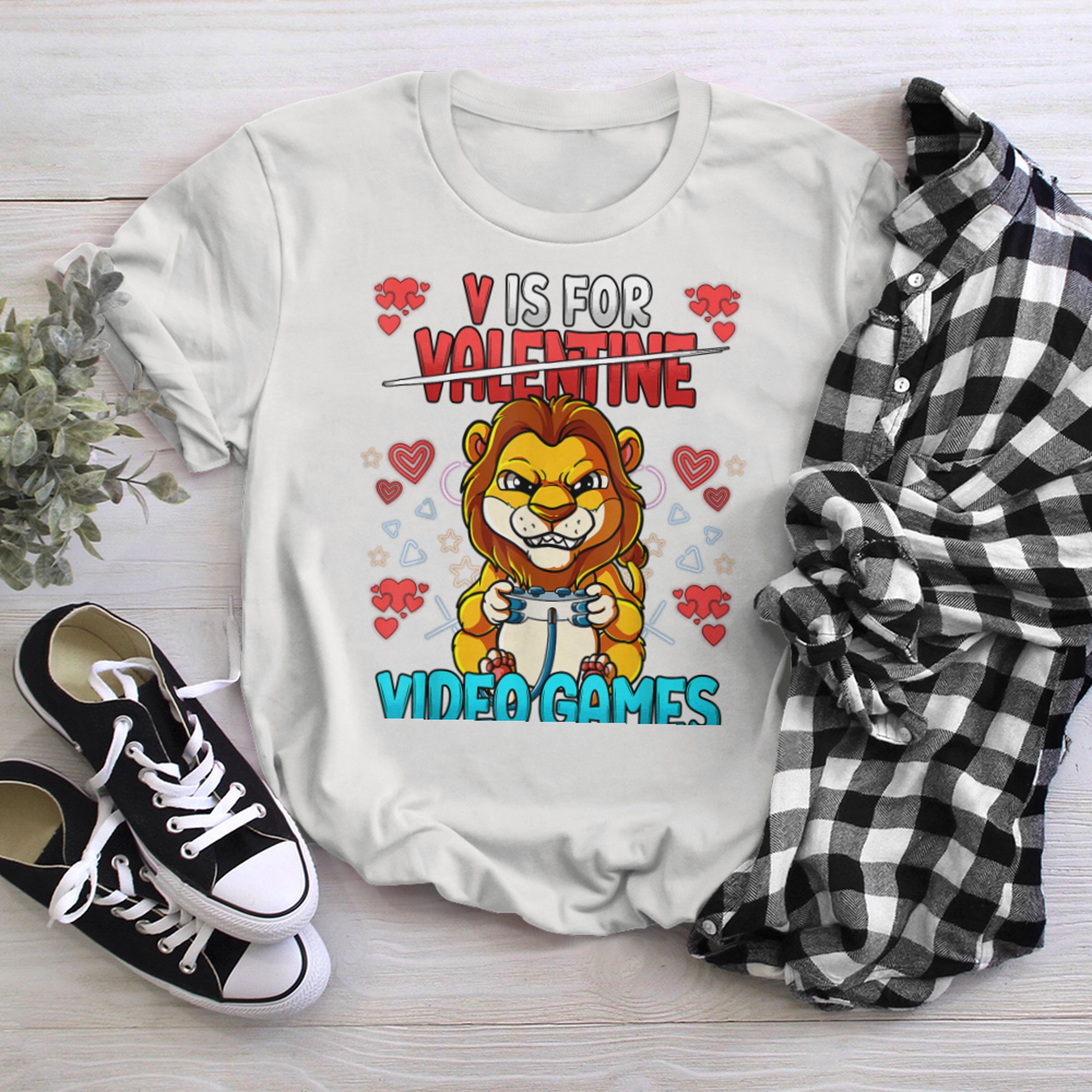 V Is For Video Games Valentines Day Gamer (11) t-shirt white