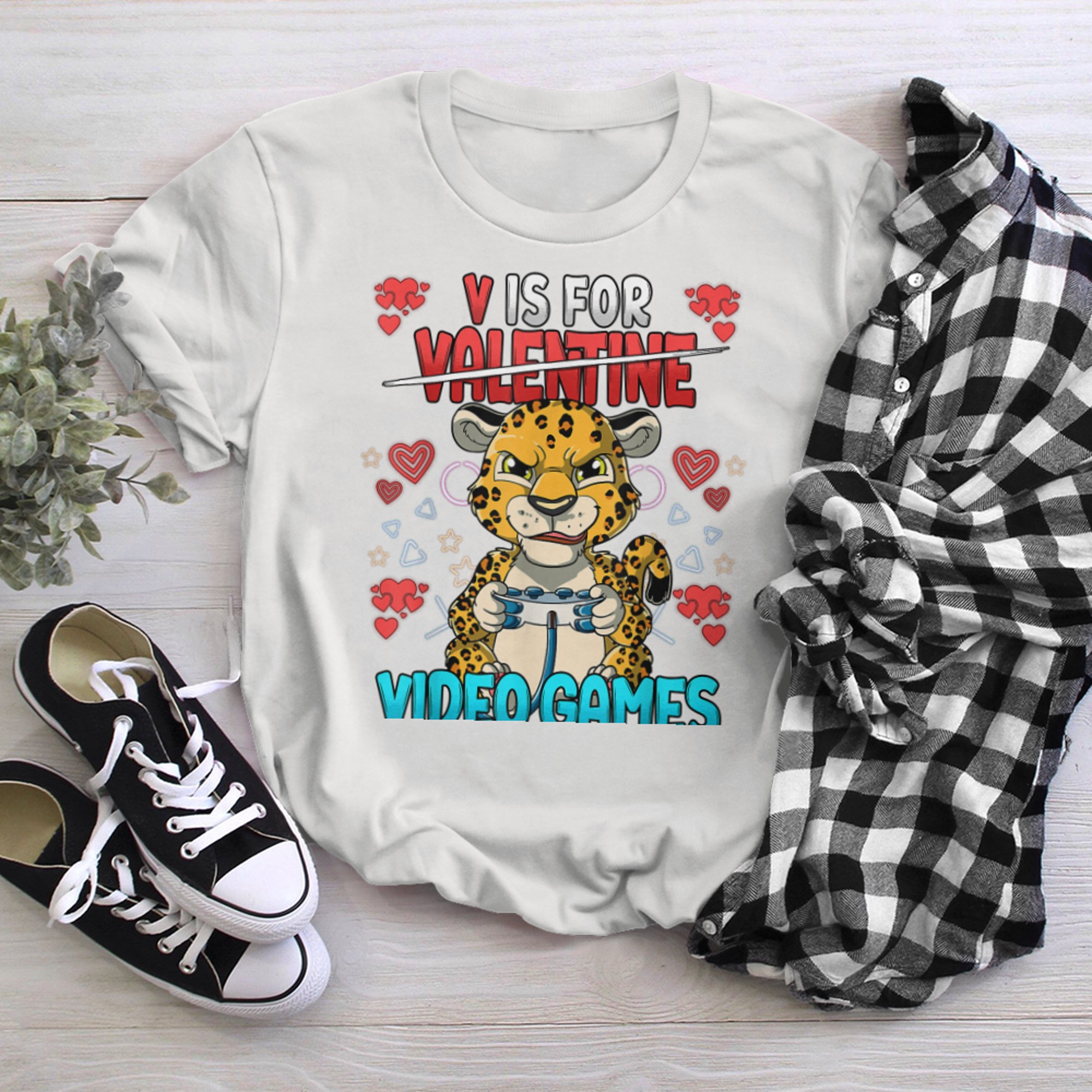 V Is For Video Games Valentines Day Gamer (18) t-shirt white