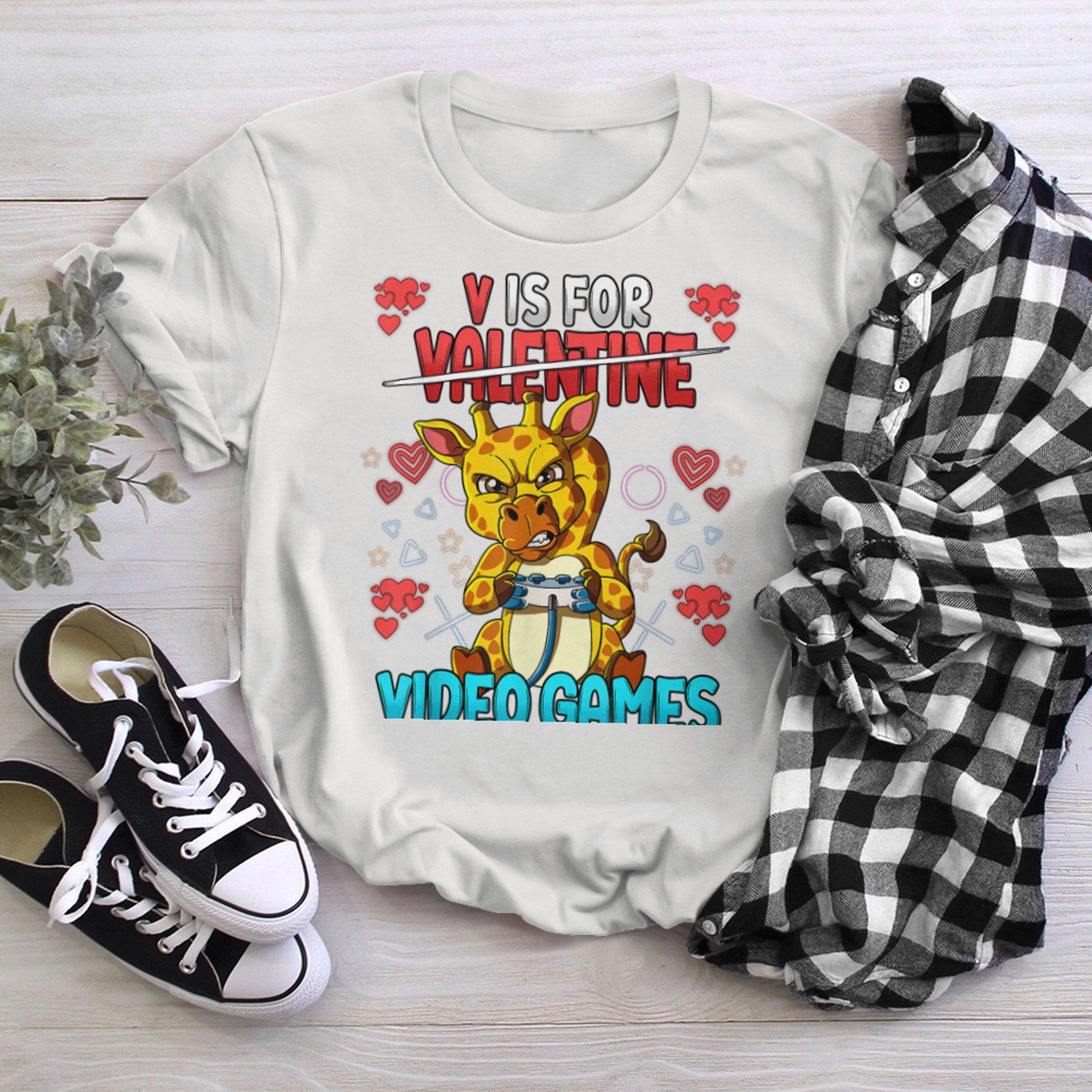 V Is For Video Games Valentines Day Gamer (6) t-shirt white