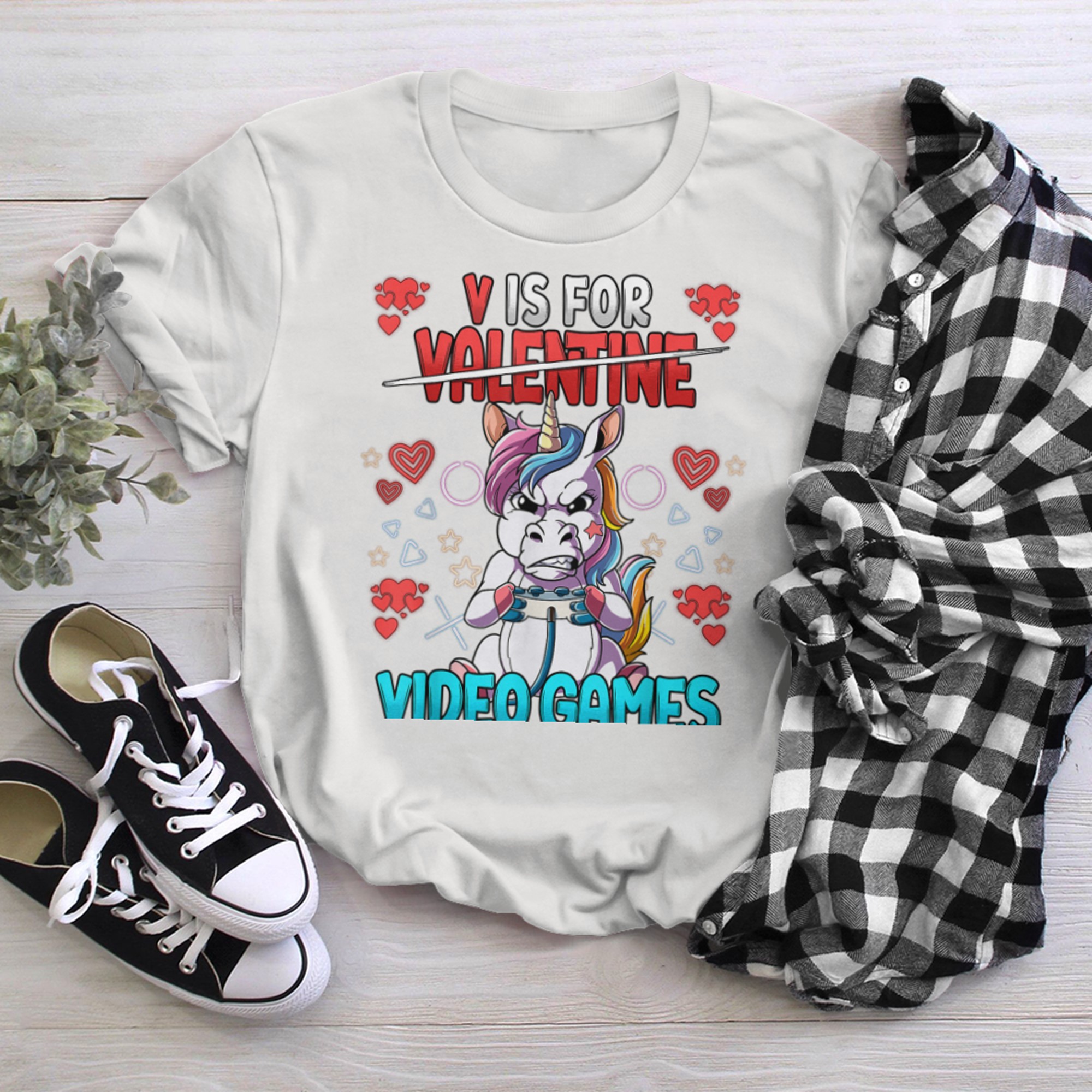 V Is For Video Games Valentines Day Gamer (9) t-shirt white