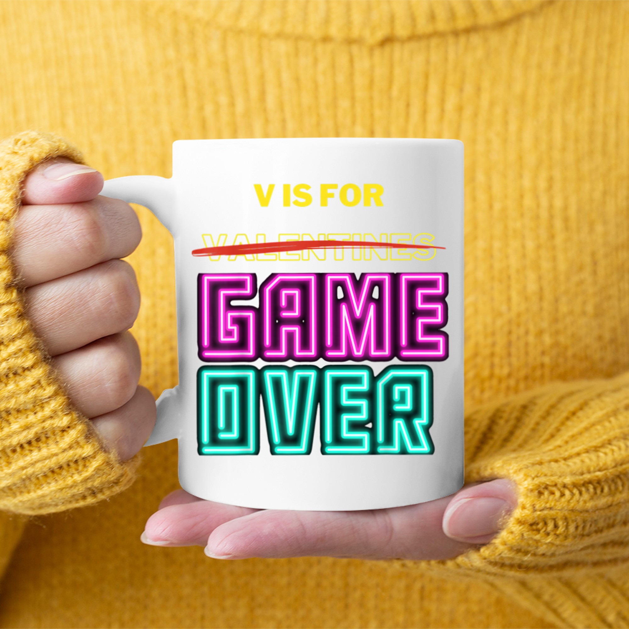 Valentines Day boys kids son V Is For Video Games gamer (7) mug white