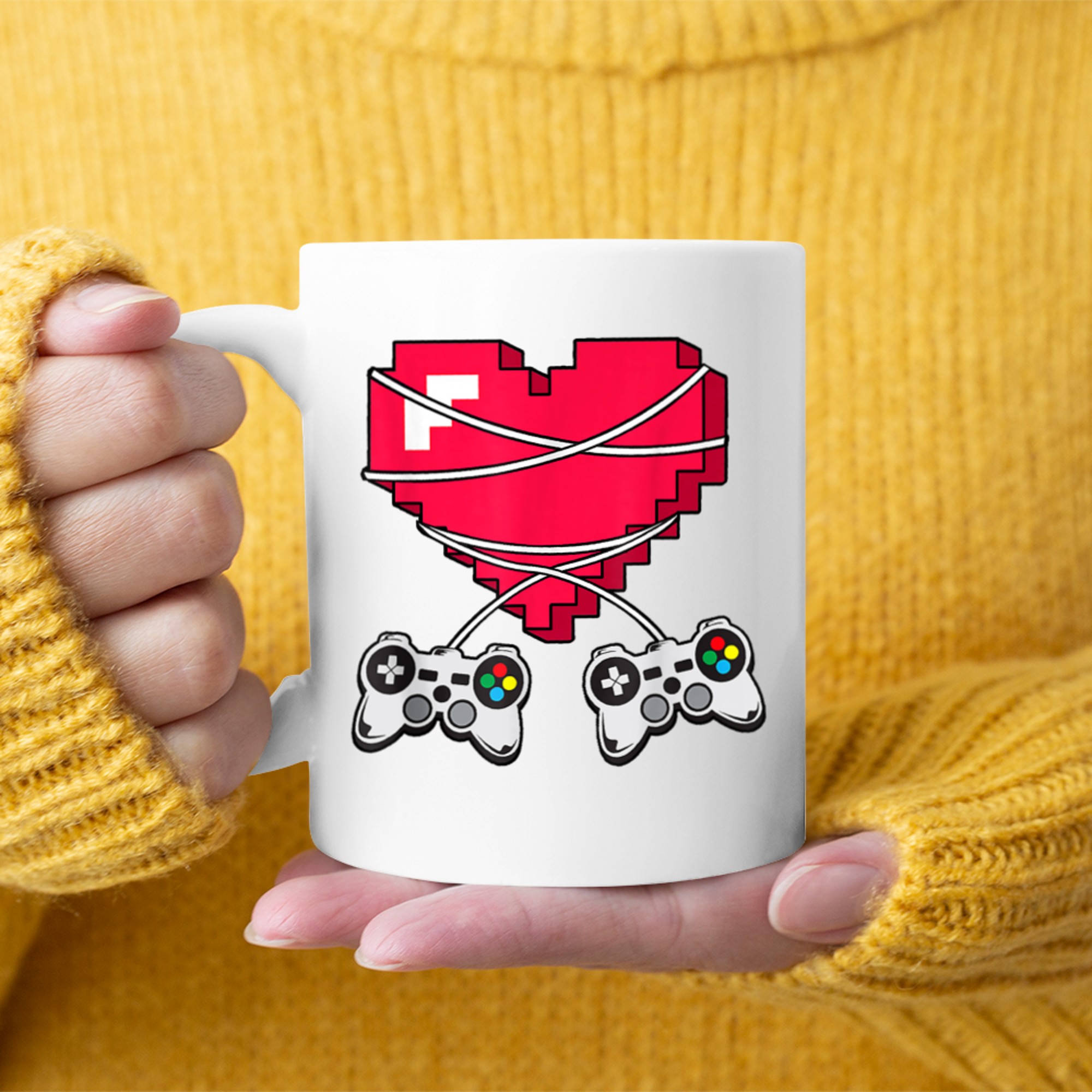 Video Gamer Valentines Day Games Controller Heart Kids Boys mug white