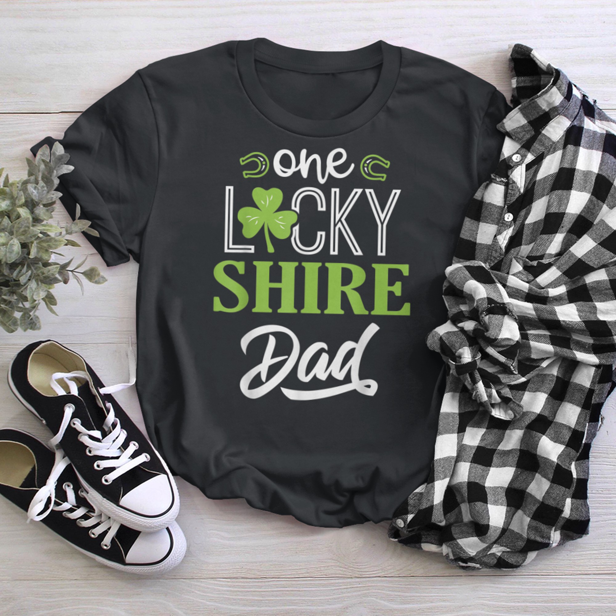 One Lucky SHIRE Horse Dad Irish Horseback Riding t-shirt black