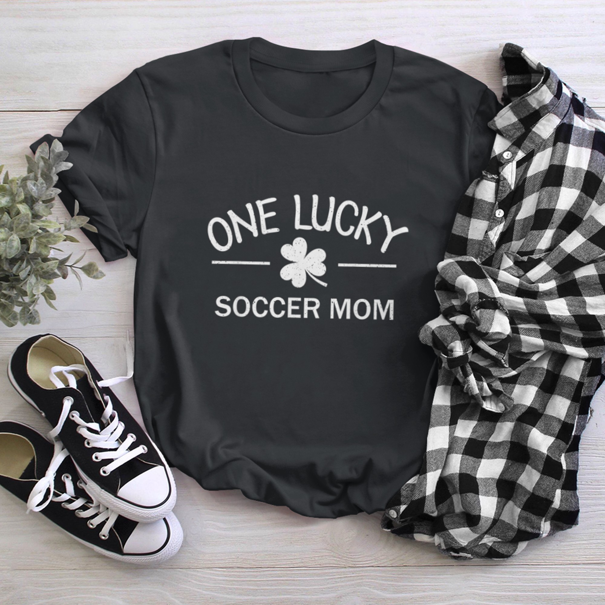 One Lucky Soccer Mom Matching St Patricks Day t-shirt black