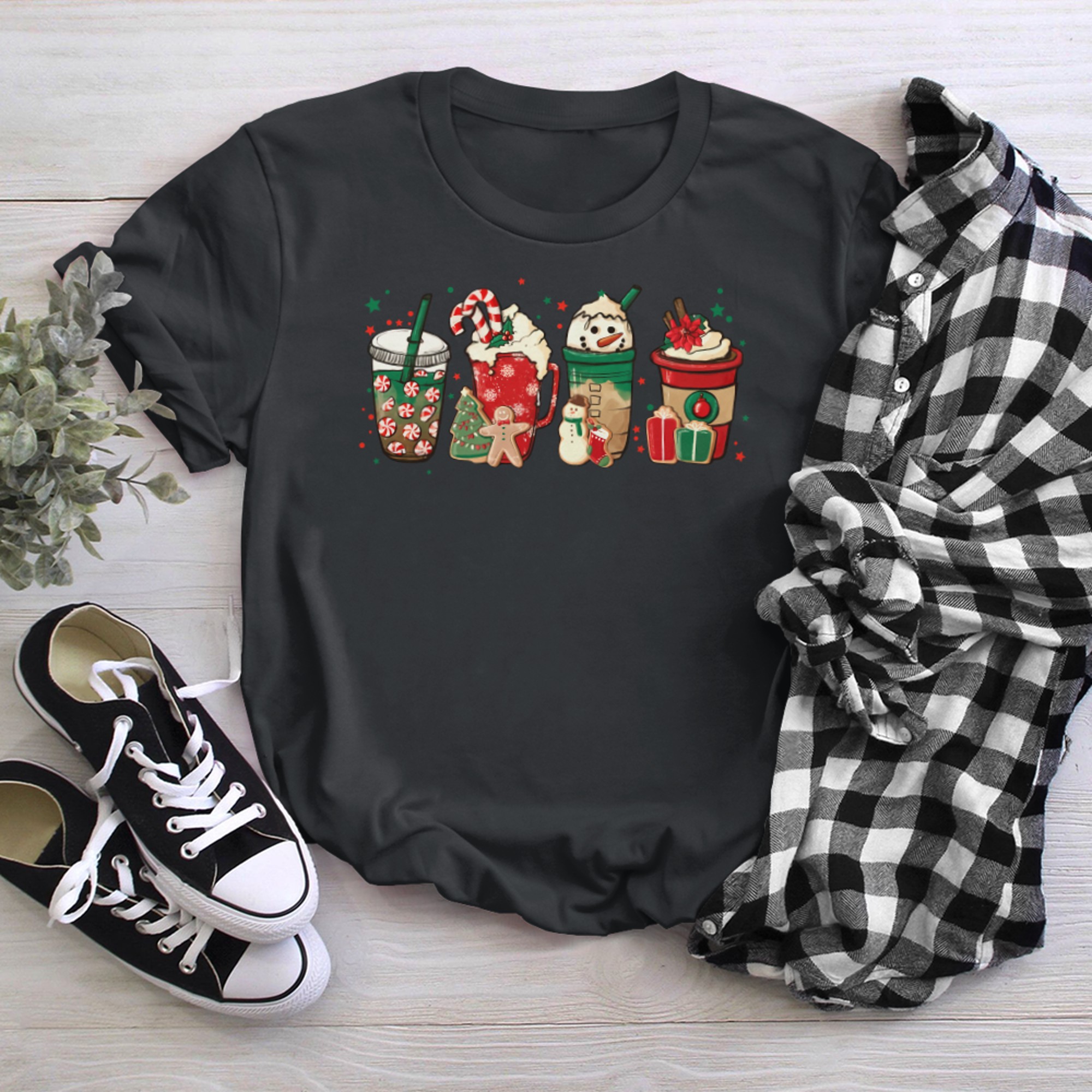 Coffee Lover Gift Worker Winter Christmas Snowman Latte Coffee Lover-1 T-Shirt