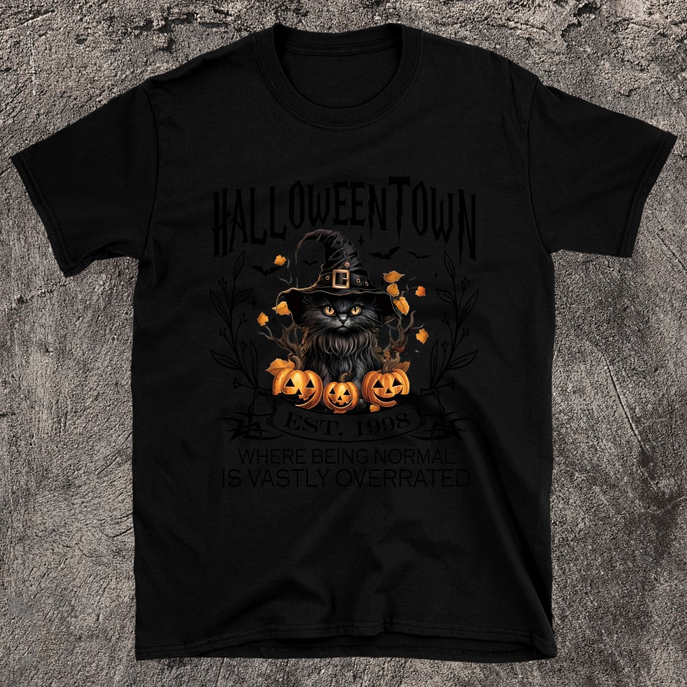 Celebrate The Magic Of Halloween Town With Our Black Cat Design Est.1998 T-Shirt