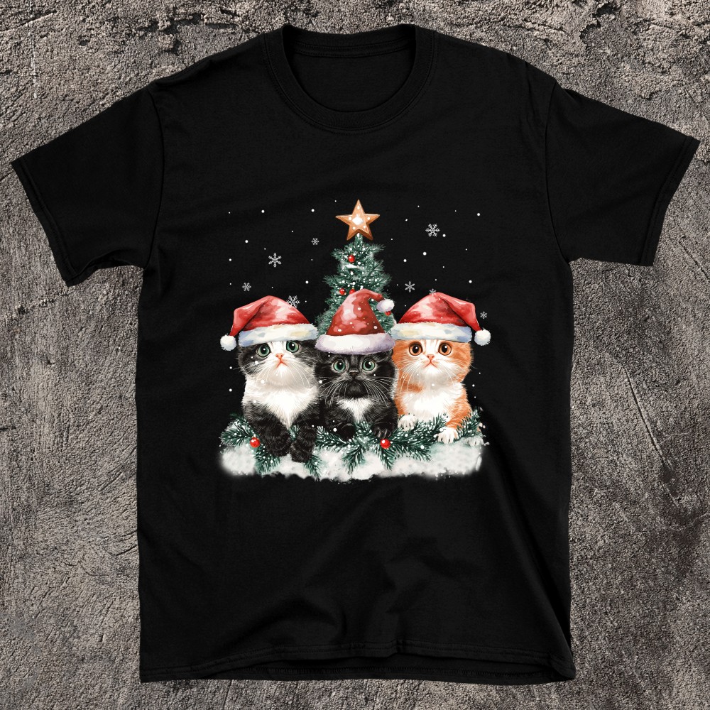 Perfect For Cat Lovers Festive Christmas Cat T-Shirt