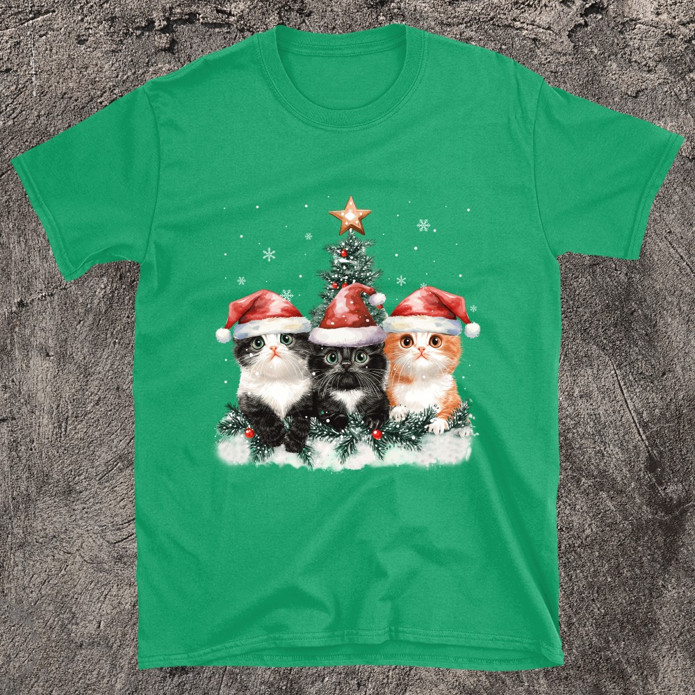 Perfect For Cat Lovers Festive Christmas Cat T-Shirt