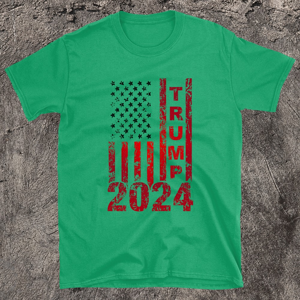 Patriotic Glowing American Flag Design Trump 2024 T-shirt Thêm Black