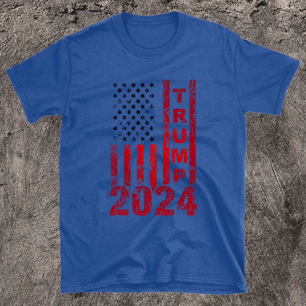 Patriotic Glowing American Flag Design Trump 2024 T-shirt Thêm Black