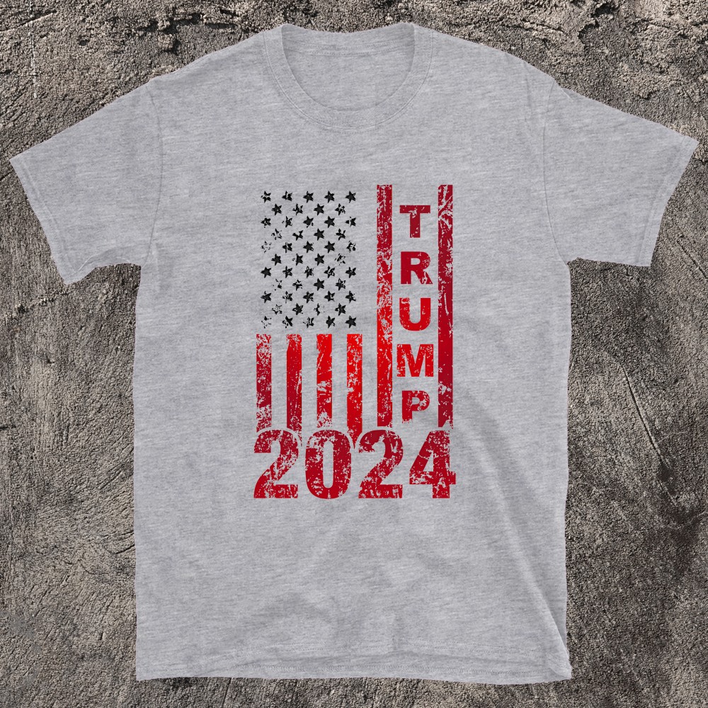 Patriotic Glowing American Flag Design Trump 2024 T-shirt Thêm Black