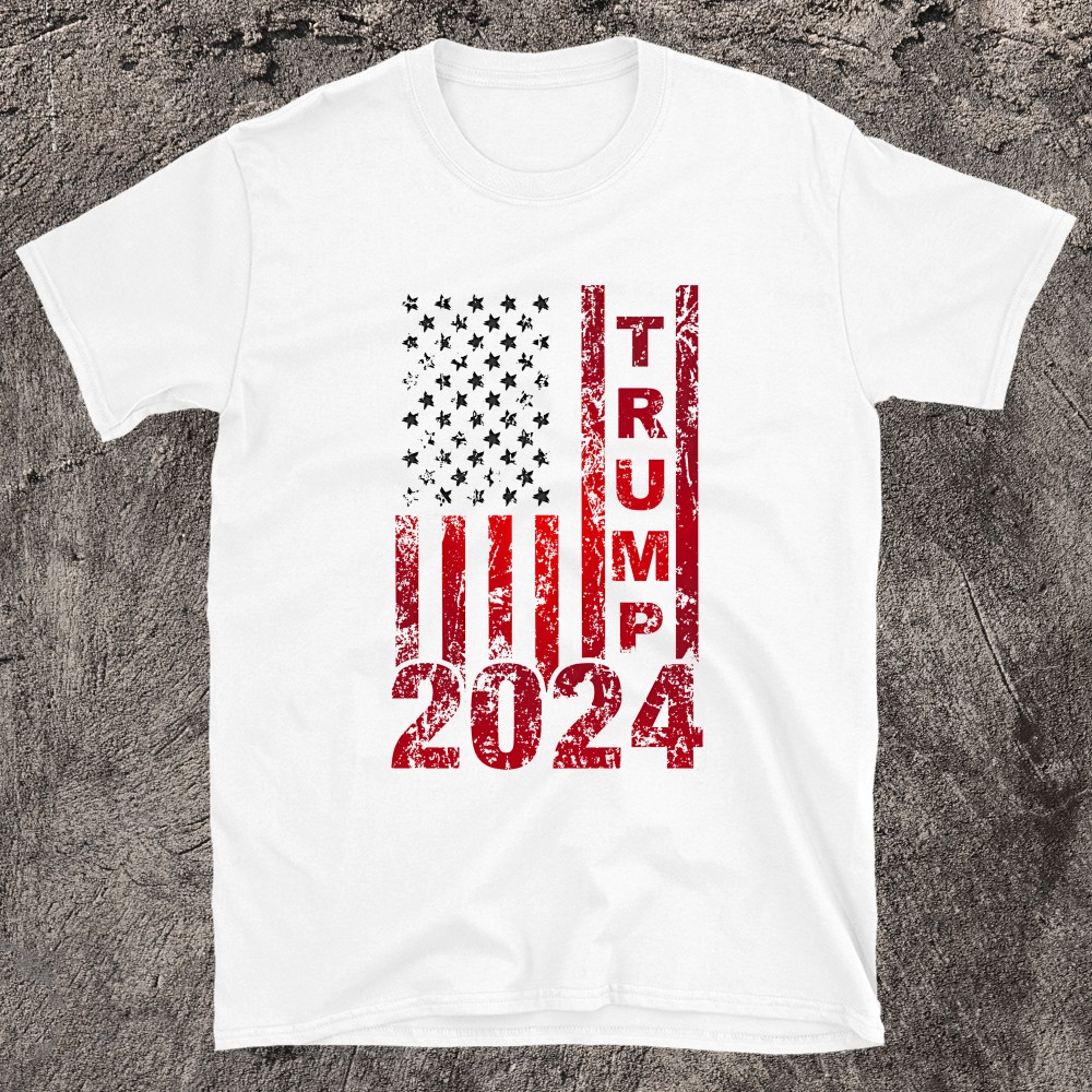 Patriotic Glowing American Flag Design Trump 2024 T-shirt Thêm Black