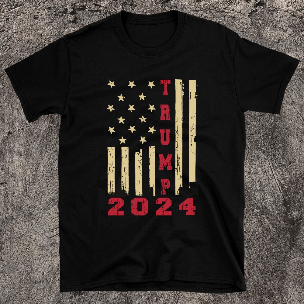 Vintage American Flag Design Trump 2024 T-shirt