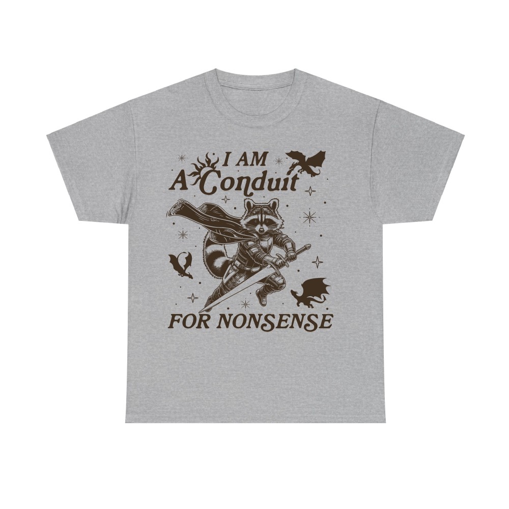 Conduit for Nonsense T-Shirt – Fantasy Raccoon with Sword Tee