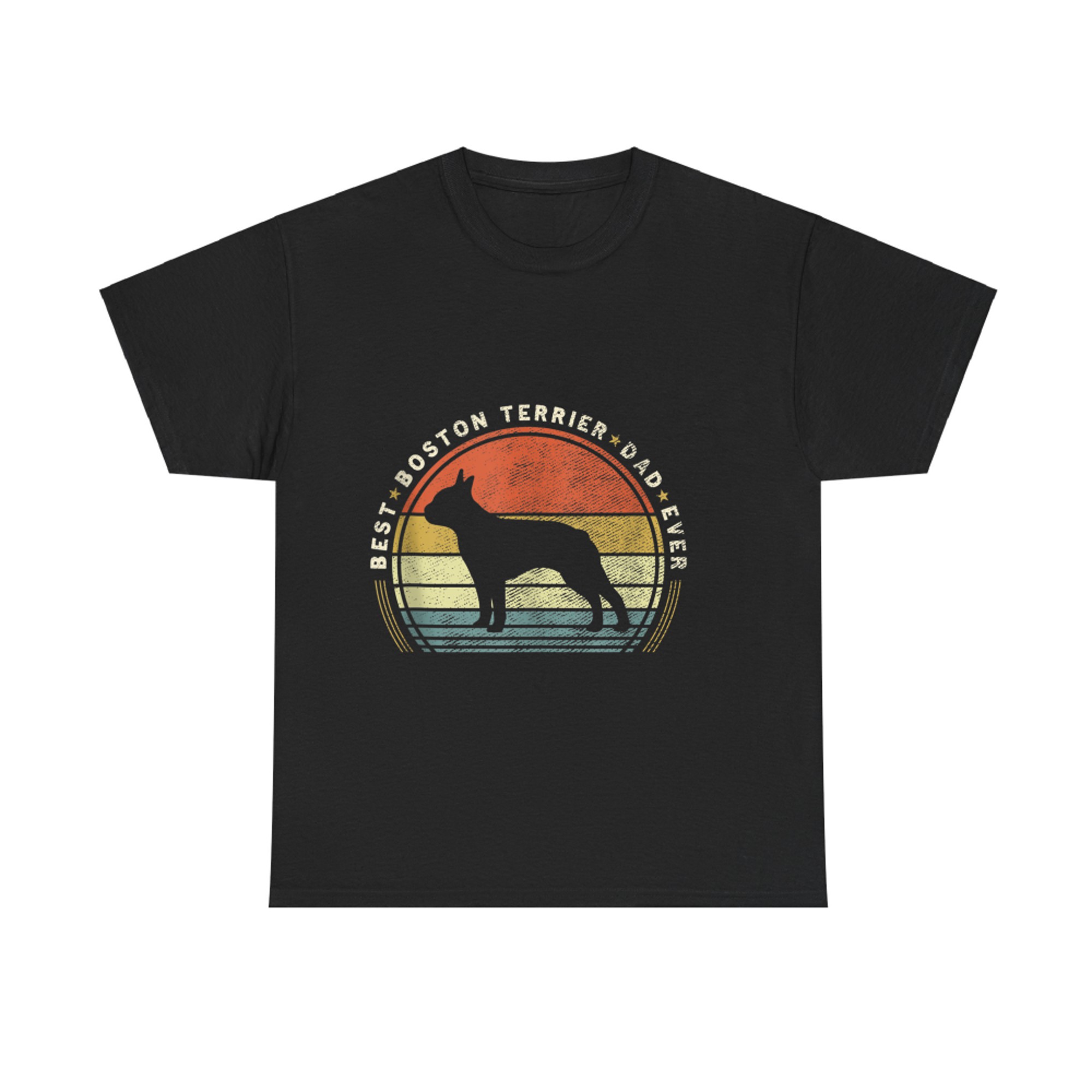 Best Boston Terrier Dad Ever Retro Dog Lover T-shirt