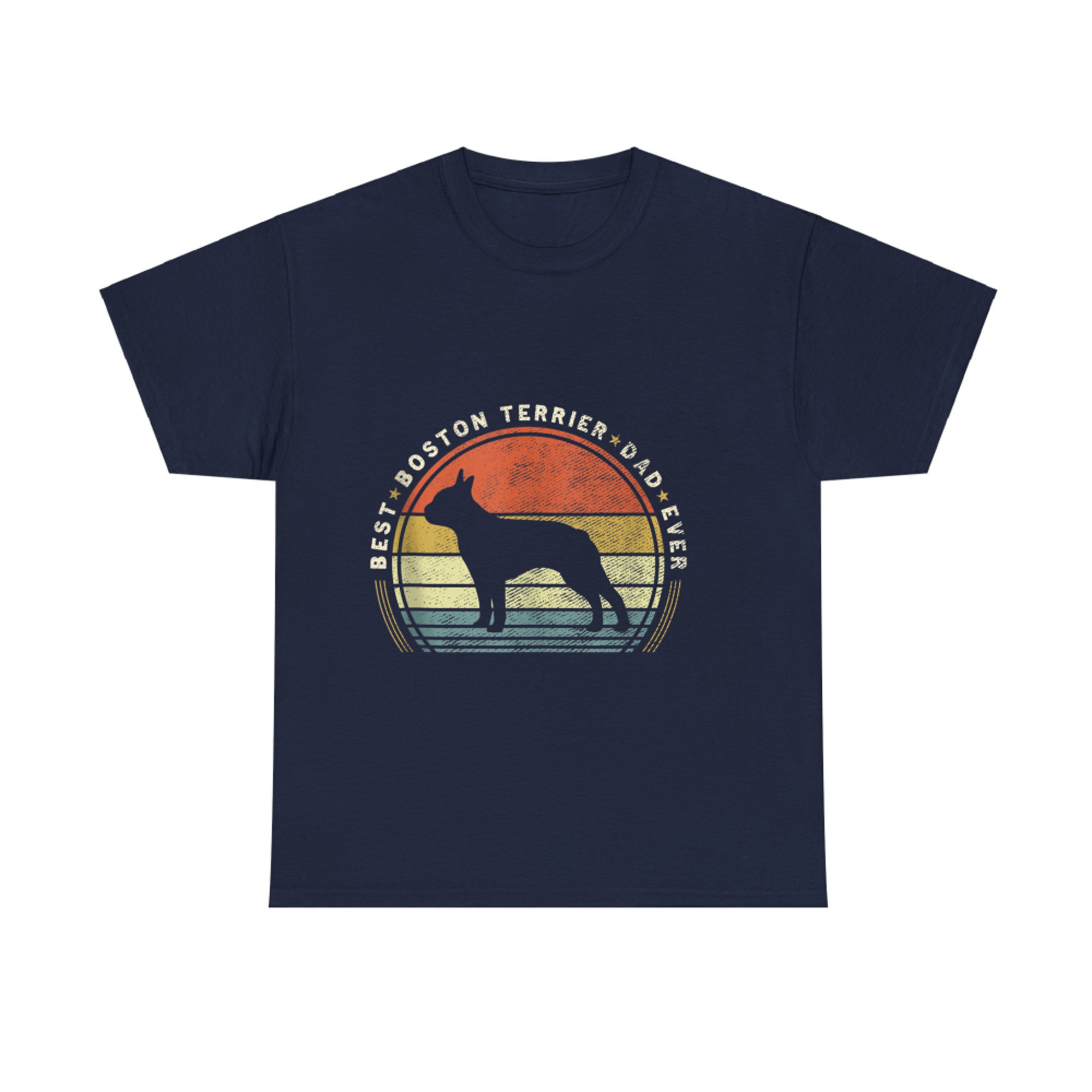 Best Boston Terrier Dad Ever Retro Dog Lover T-shirt