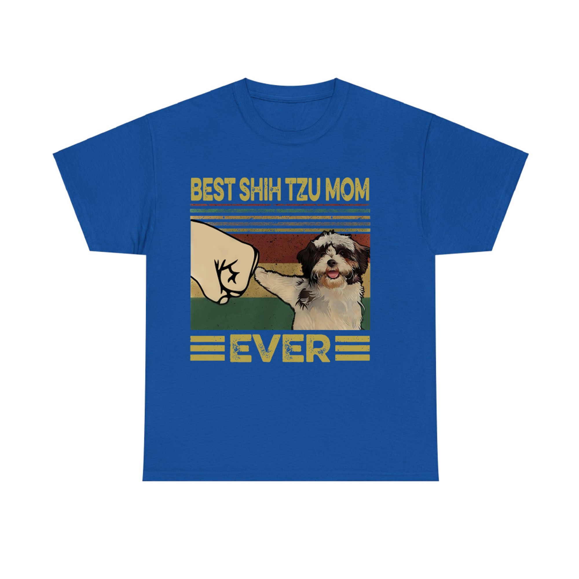 Best Shih Tzu Mom Ever Cute Dog Fist Bump Retro Design T-shirt