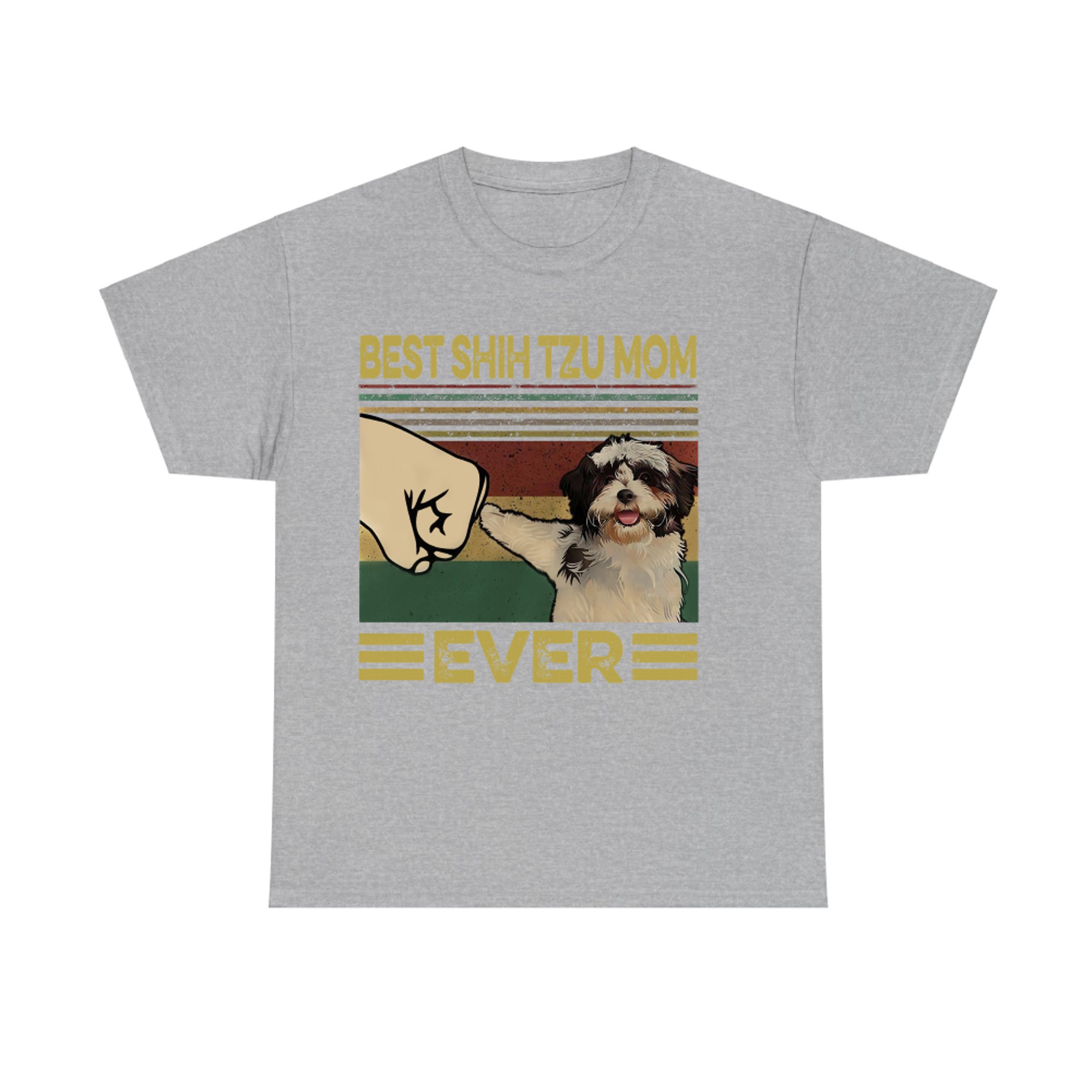 Best Shih Tzu Mom Ever Cute Dog Fist Bump Retro Design T-shirt