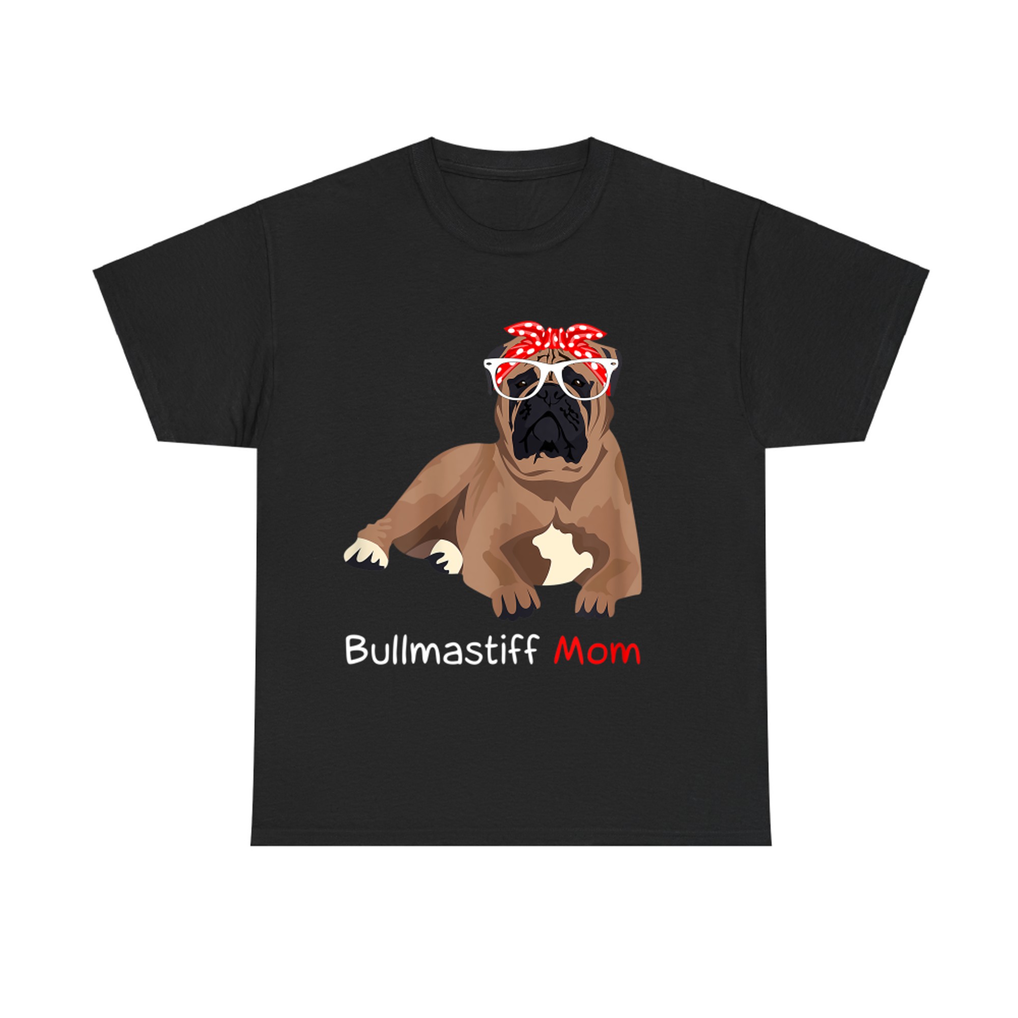 Bullmastiff Mom Funny Dog Lover Cute Bandana Glasses Outfit T-shirt