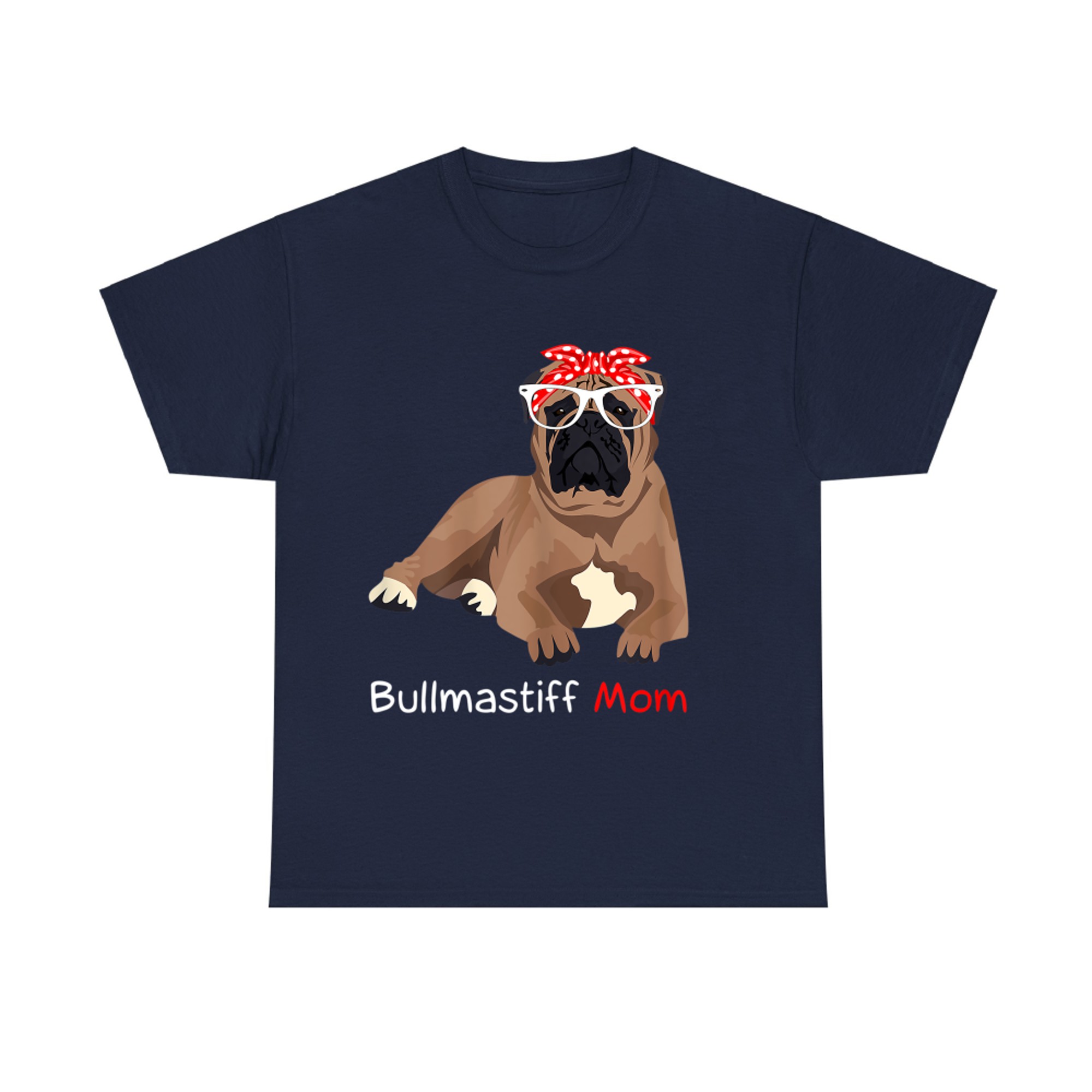 Bullmastiff Mom Funny Dog Lover Cute Bandana Glasses Outfit T-shirt