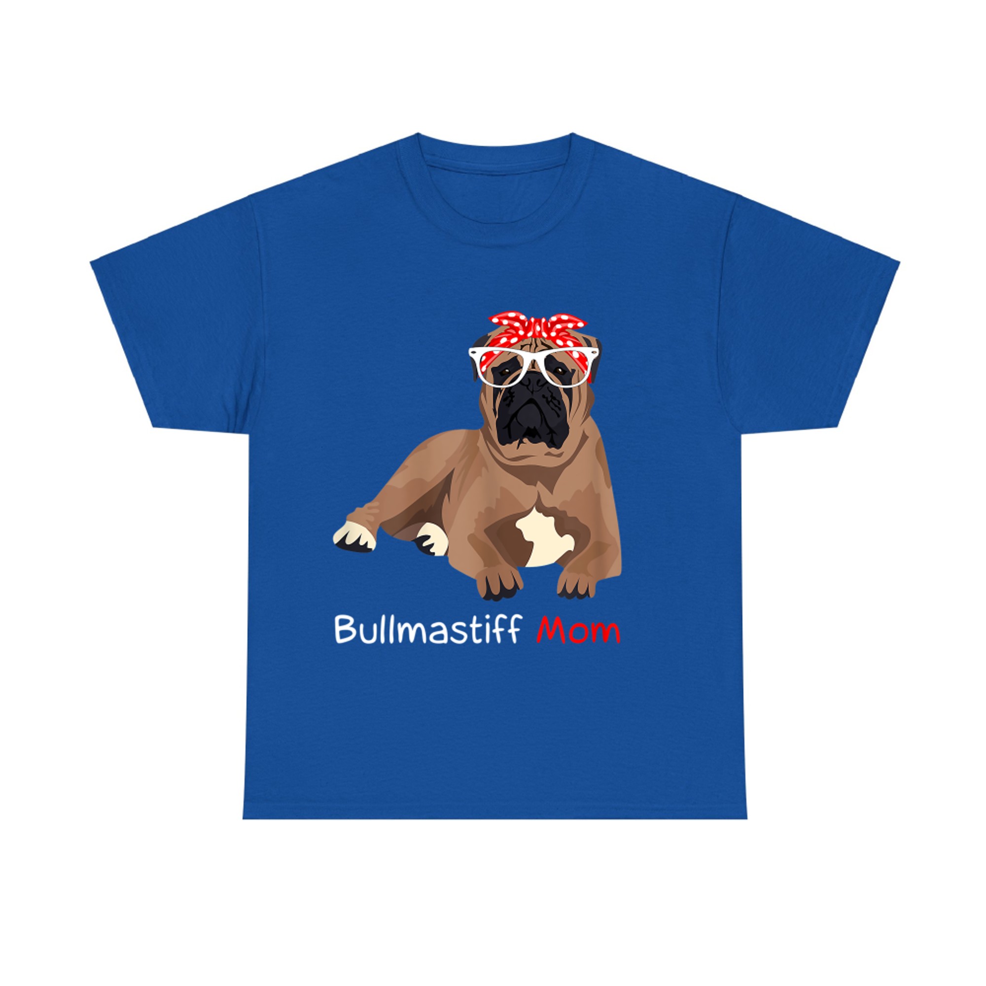 Bullmastiff Mom Funny Dog Lover Cute Bandana Glasses Outfit T-shirt
