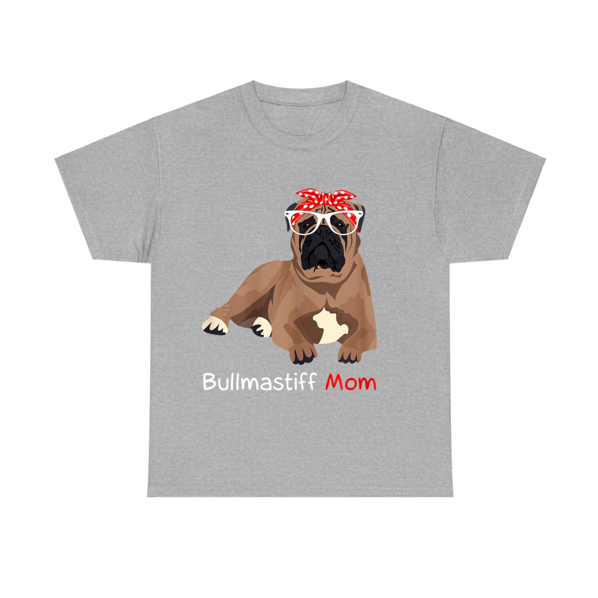 Bullmastiff Mom Funny Dog Lover Cute Bandana Glasses Outfit T-shirt