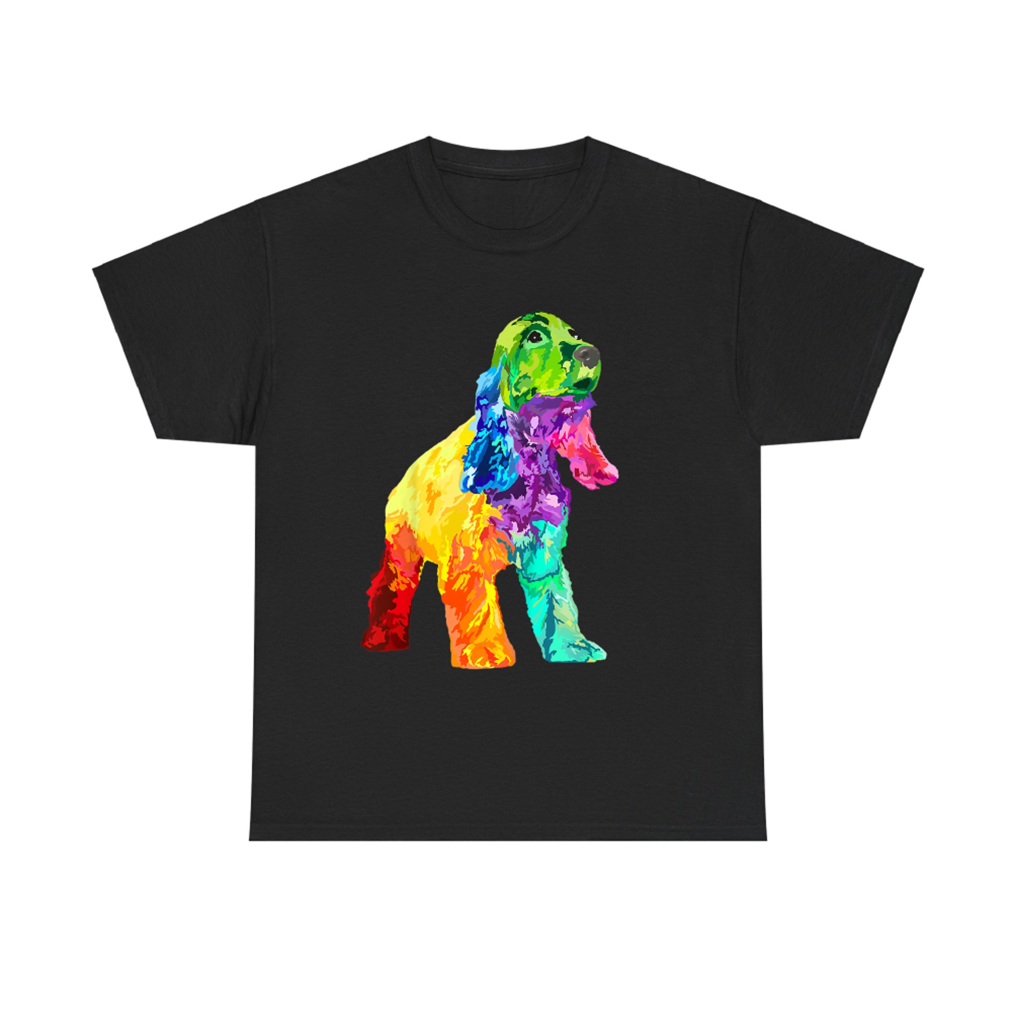 Colorful Cocker Spaniel Dog Lover Gift Watercolor Rainbow Art for Women & Men T-shirt