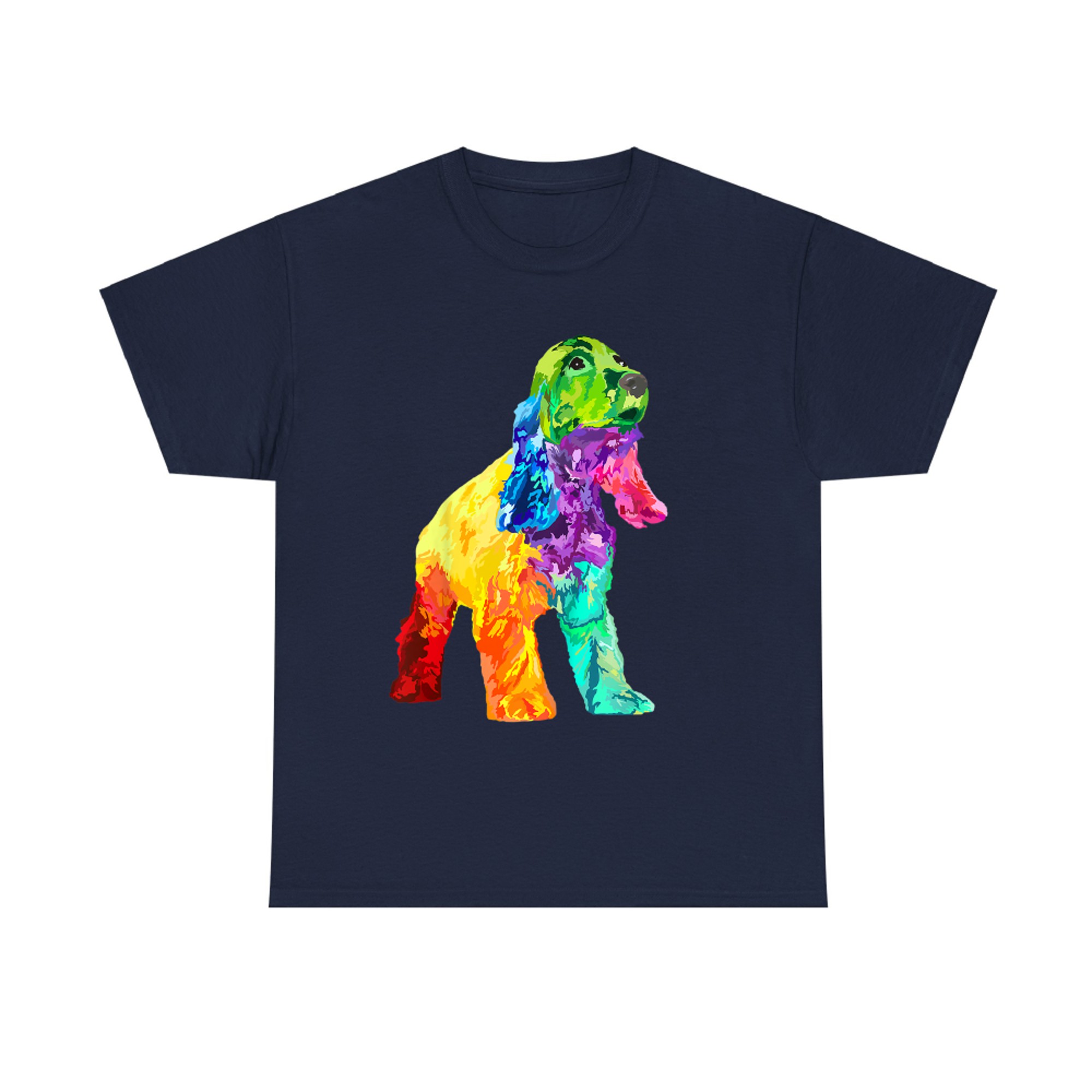 Colorful Cocker Spaniel Dog Lover Gift Watercolor Rainbow Art for Women & Men T-shirt