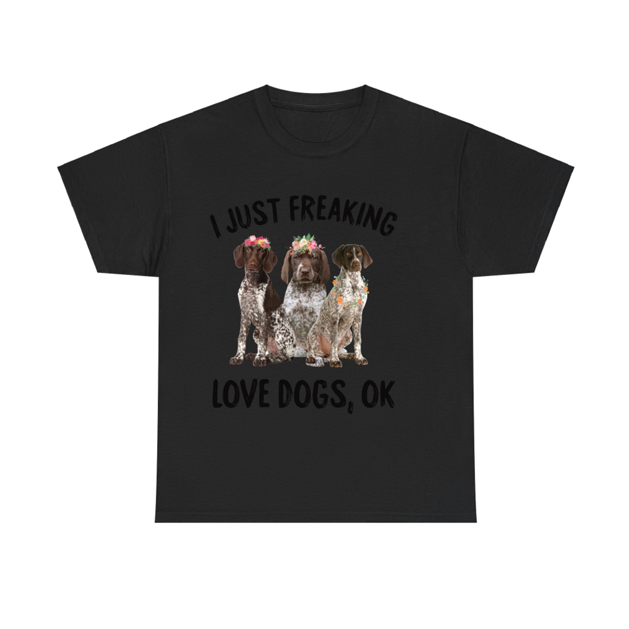 Cute Floral German Shorthaired Pointer Art I Love Dogs Funny Pet Owner Gift T-shirt