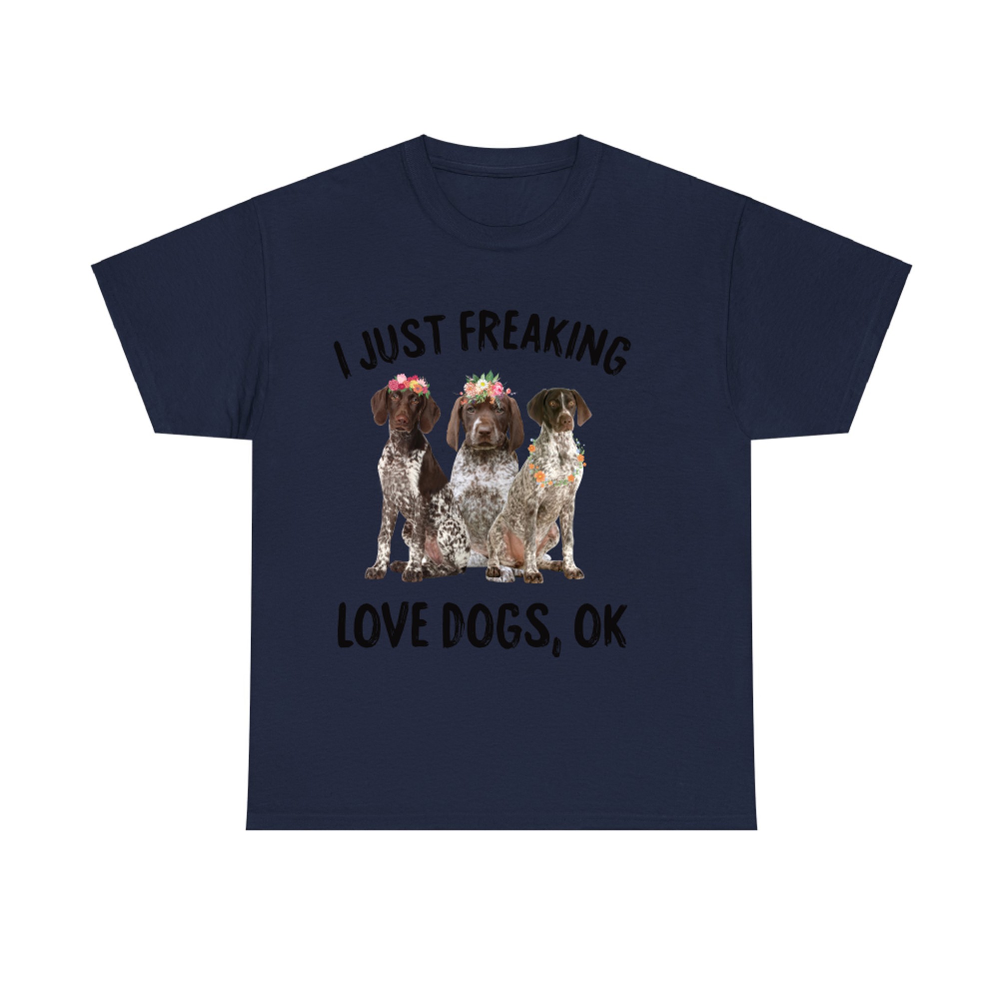 Cute Floral German Shorthaired Pointer Art I Love Dogs Funny Pet Owner Gift T-shirt