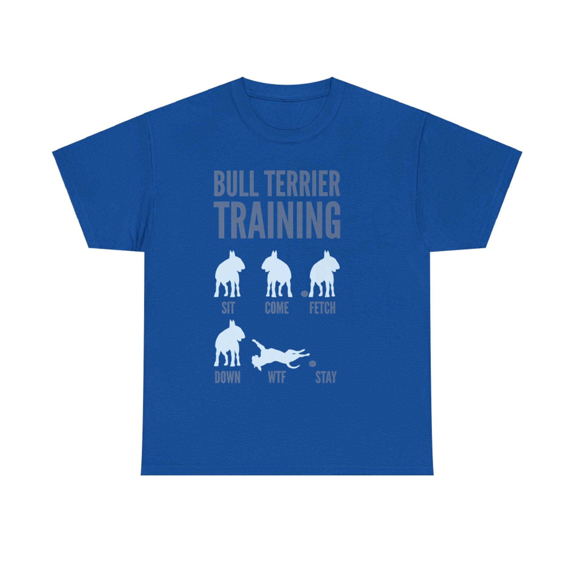 Funny Bull Terrier Training Commands Obedience vs Reality Dog Humor T-shirt