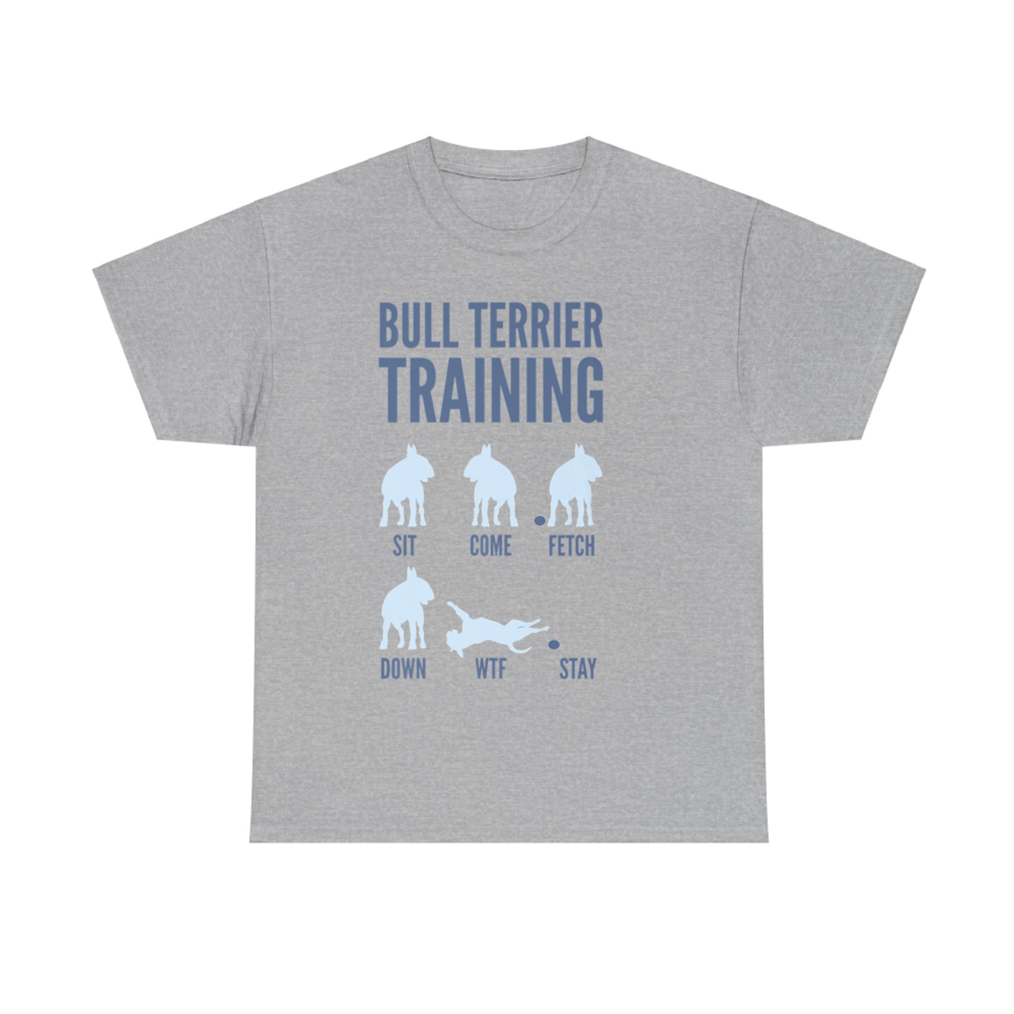 Funny Bull Terrier Training Commands Obedience vs Reality Dog Humor T-shirt