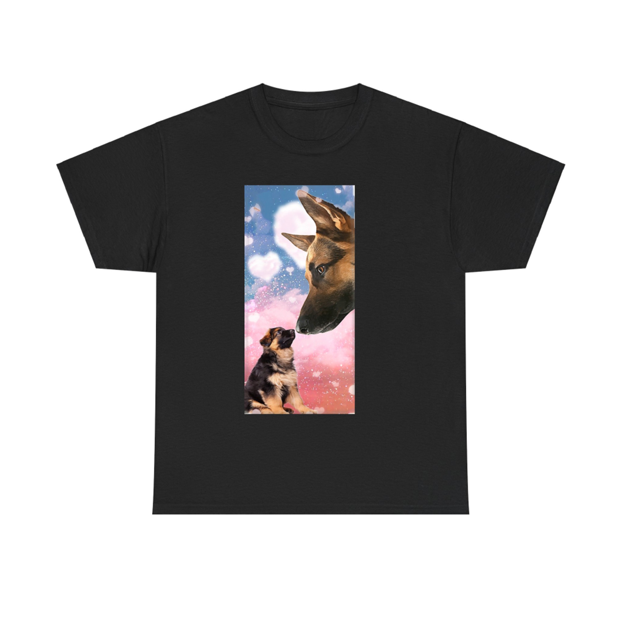 German Shepherd Kissing Cloudy Pinky for Dog Lover T-shirt