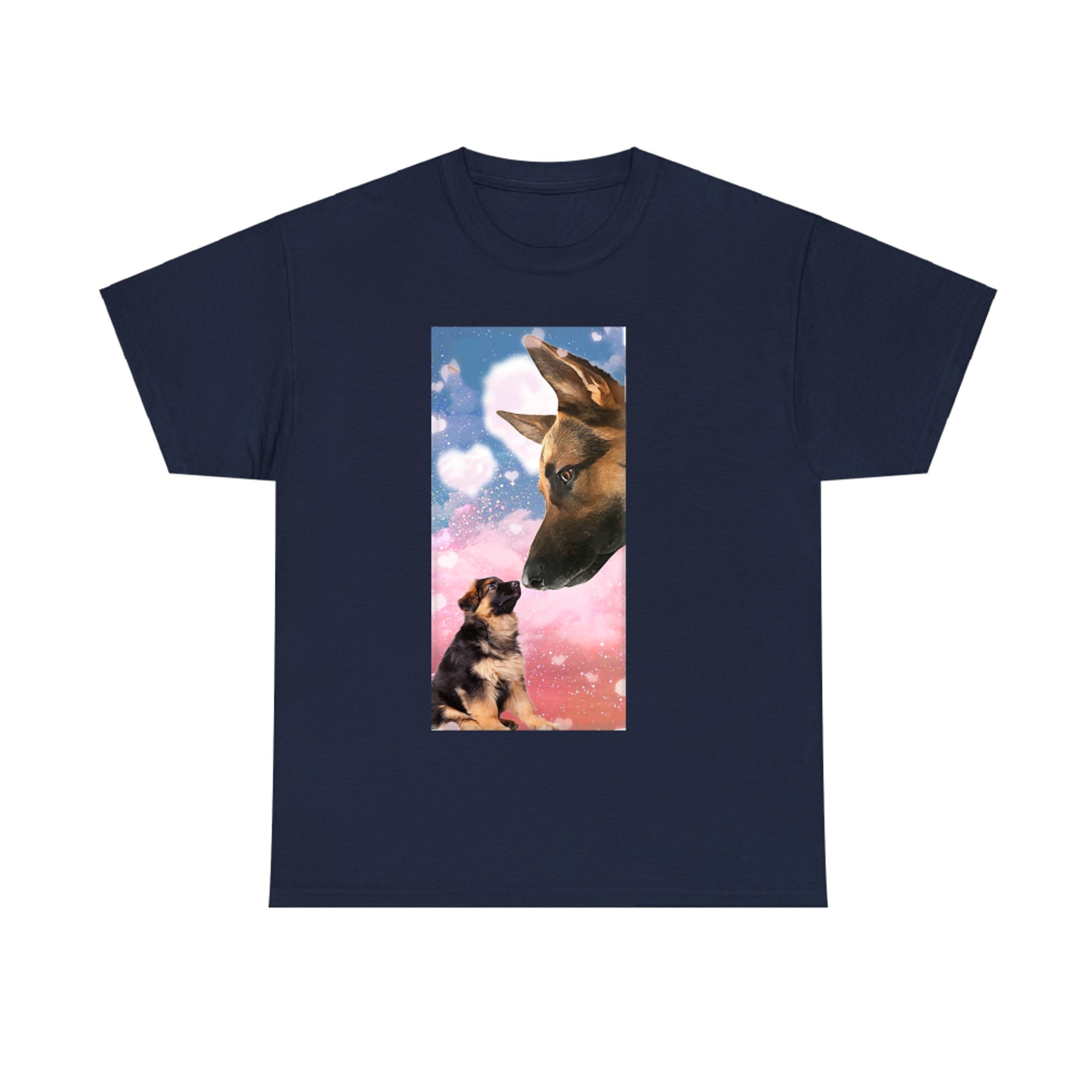 German Shepherd Kissing Cloudy Pinky for Dog Lover T-shirt