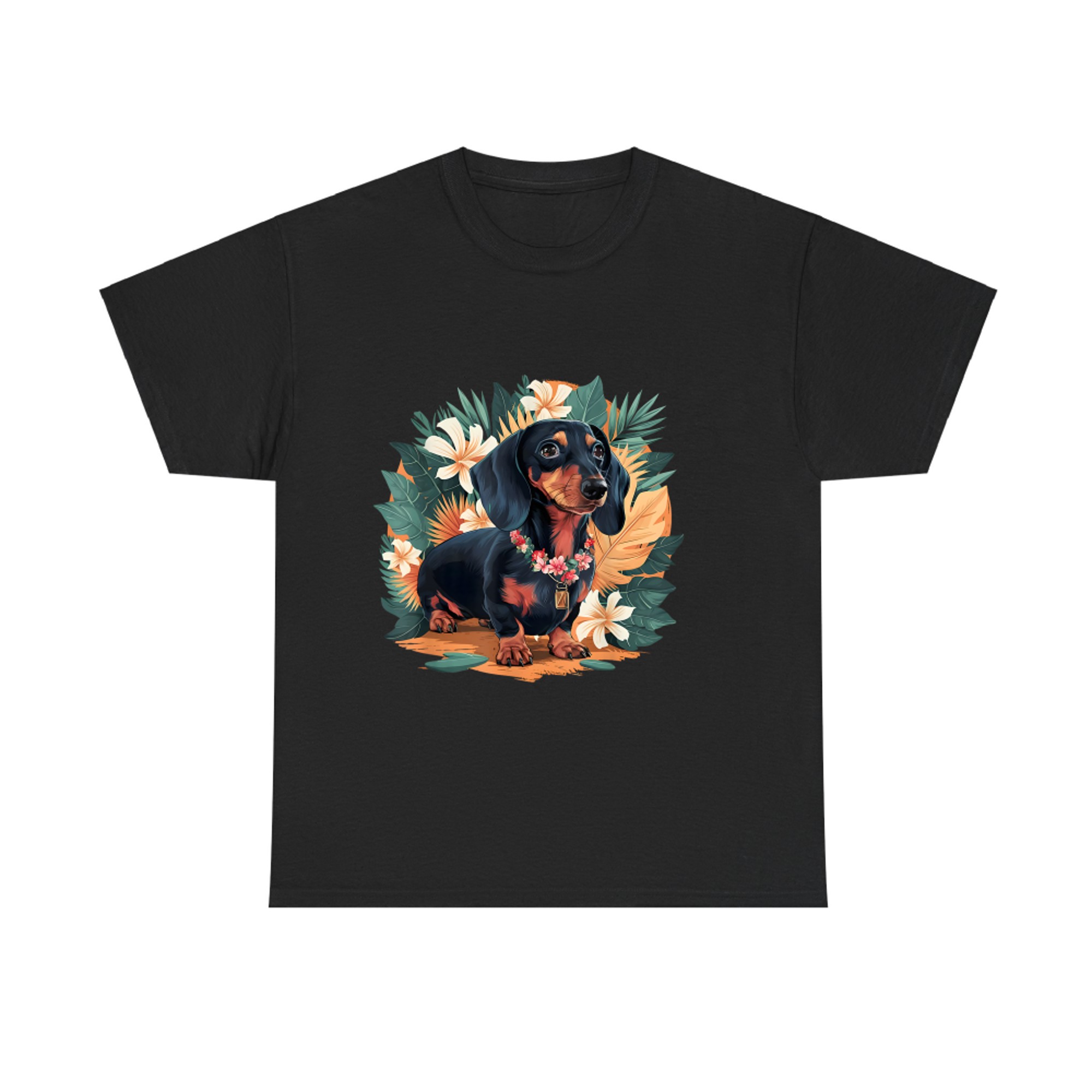 Hawaiian Dachshund Dog Retro Style Floral Summer Vacation T-shirt