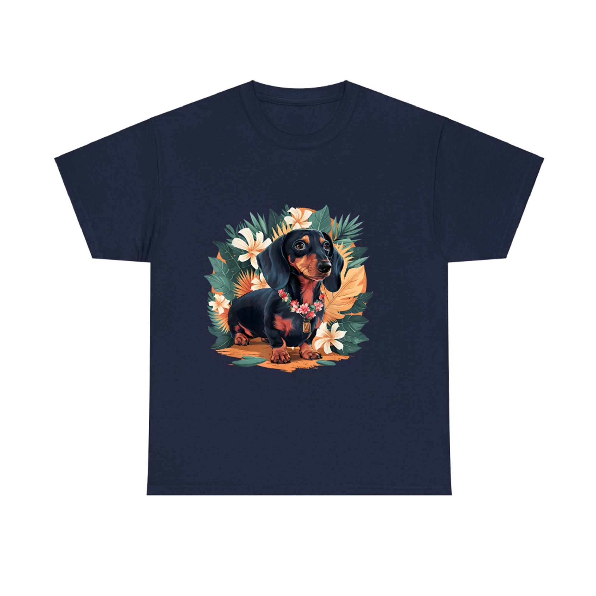 Hawaiian Dachshund Dog Retro Style Floral Summer Vacation T-shirt