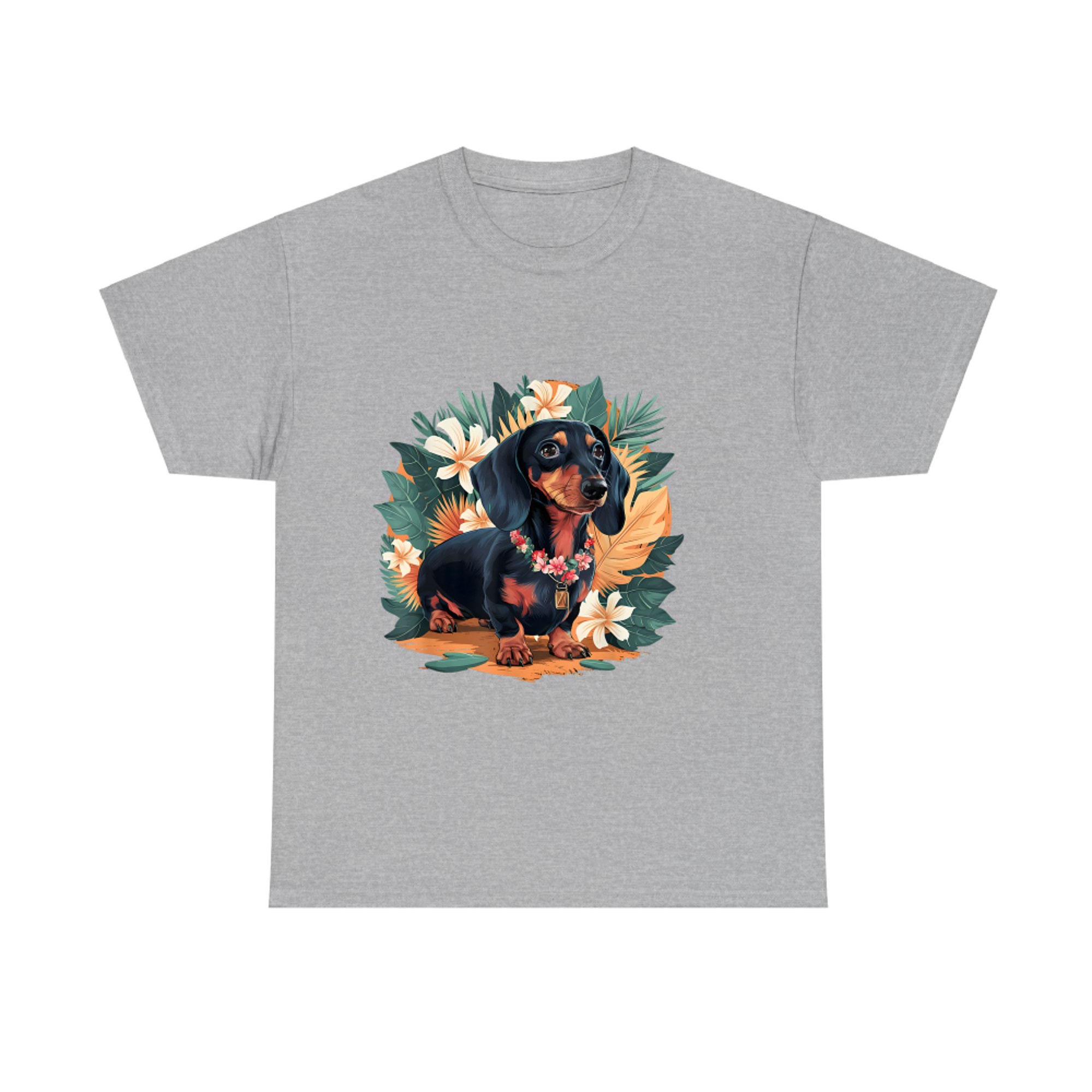 Hawaiian Dachshund Dog Retro Style Floral Summer Vacation T-shirt
