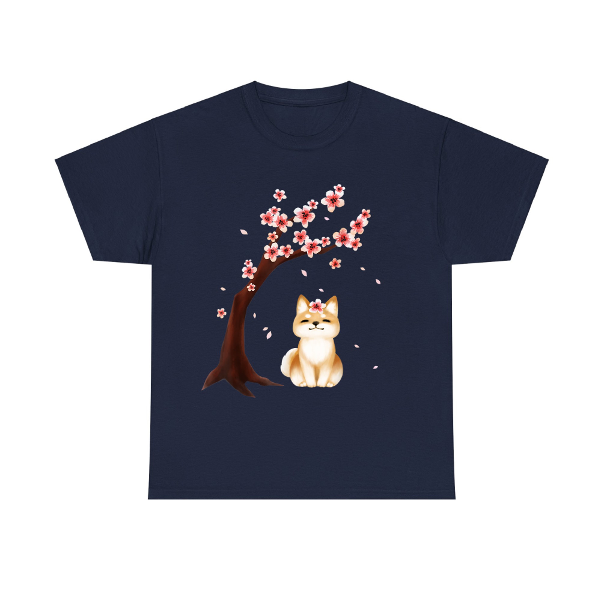 Japanese Shiba Inu with Flowers Cozy Dog Art Gift T-shirt