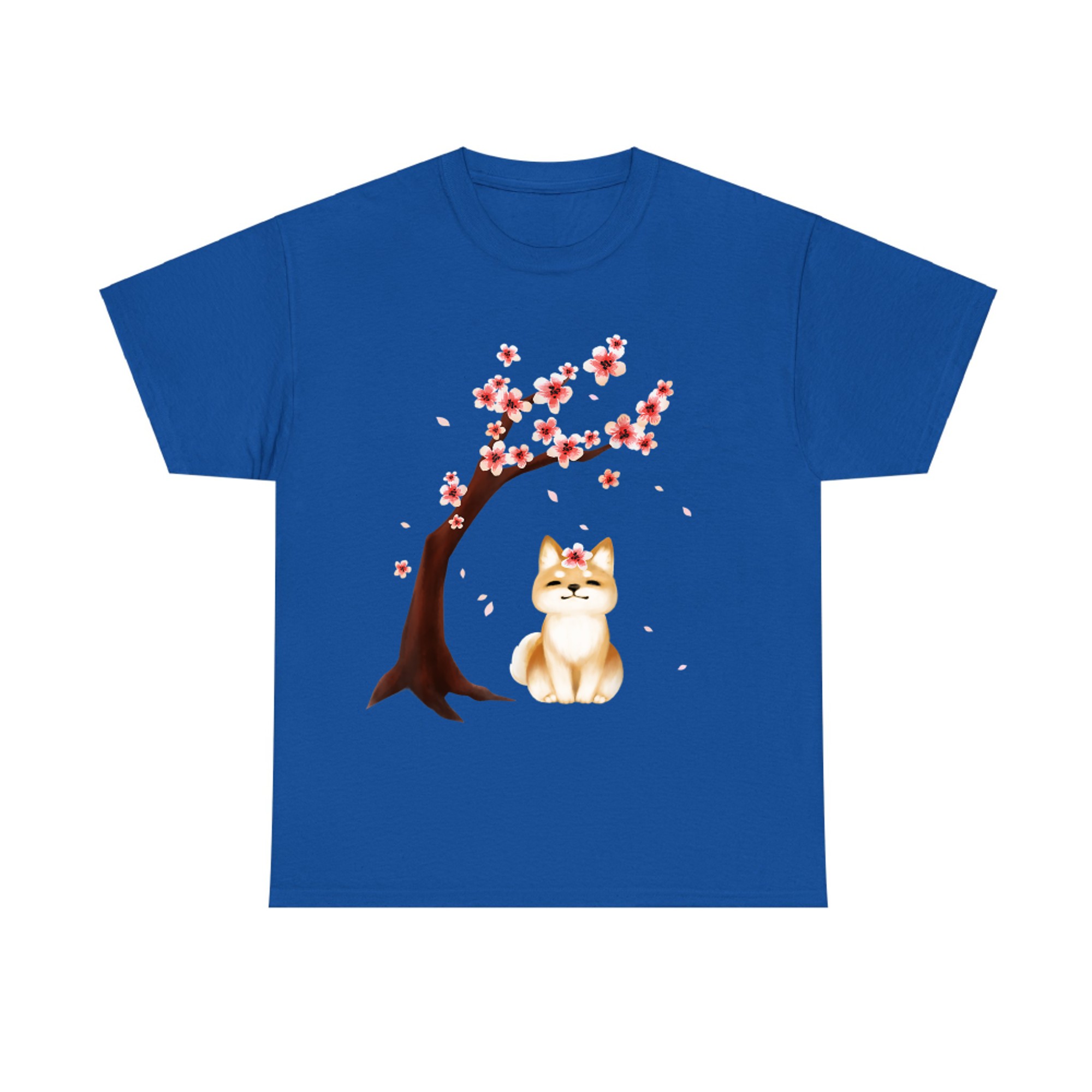 Japanese Shiba Inu with Flowers Cozy Dog Art Gift T-shirt