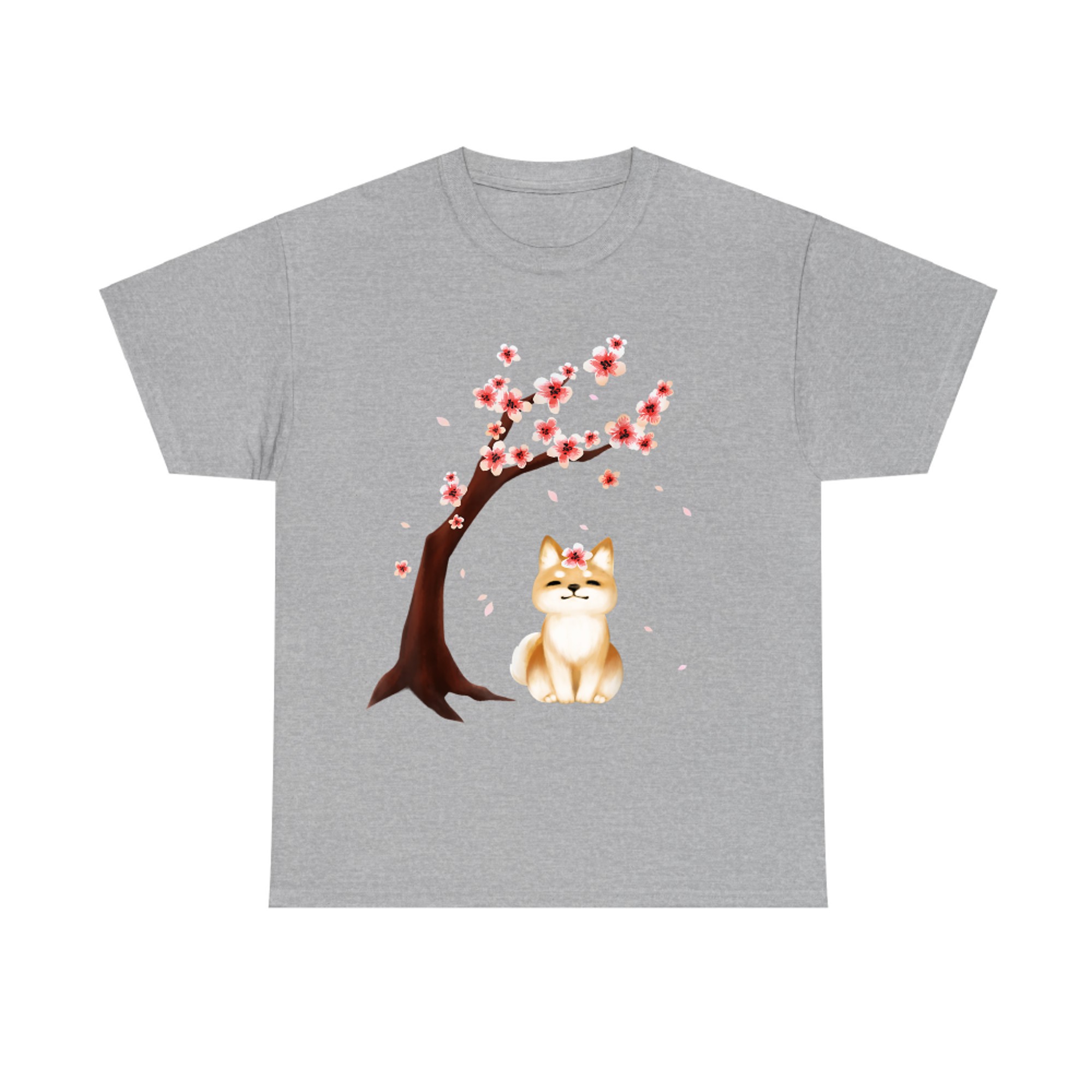 Japanese Shiba Inu with Flowers Cozy Dog Art Gift T-shirt