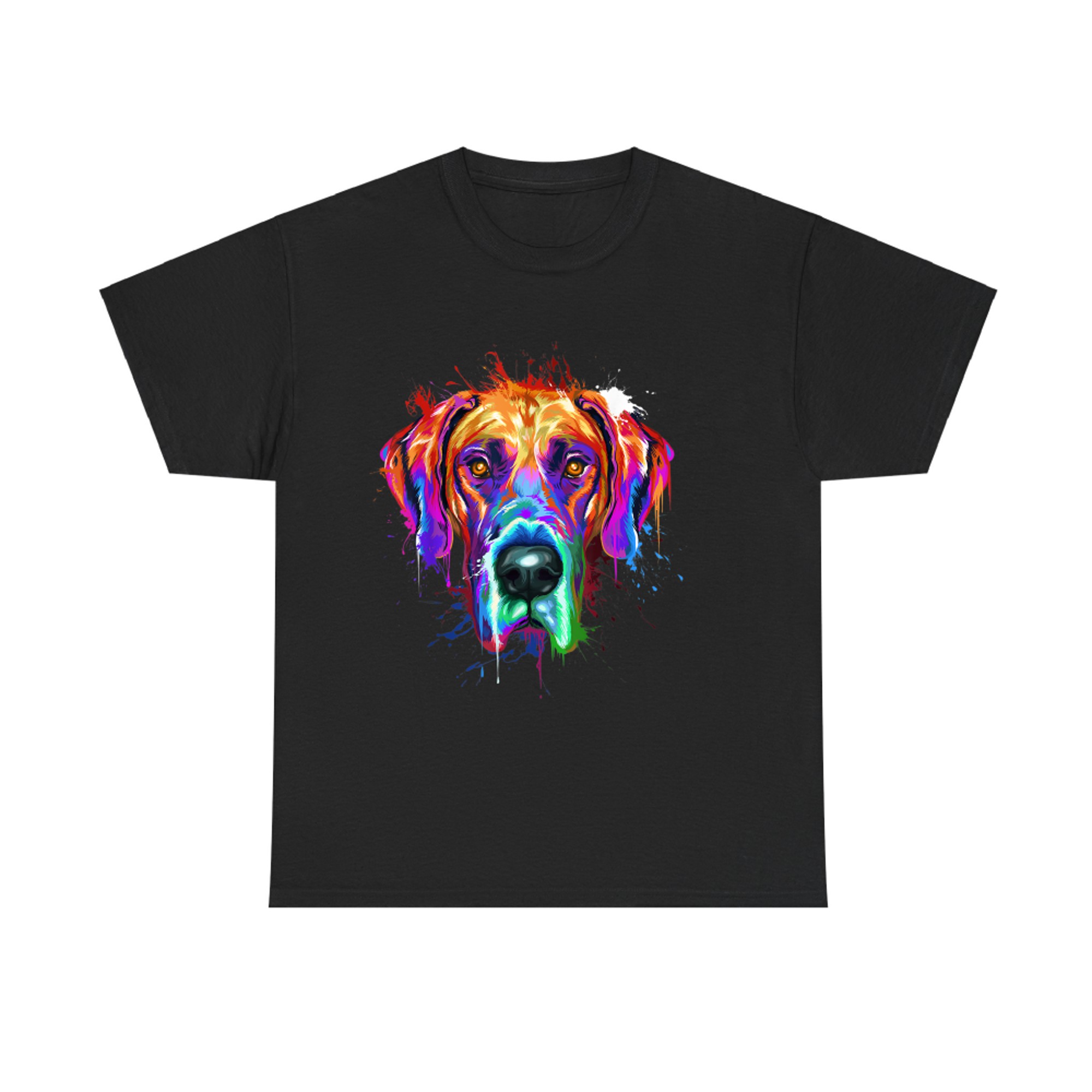 Psychedelic Great Dane Head Rainbow Dog Wall Art Design T-shirt