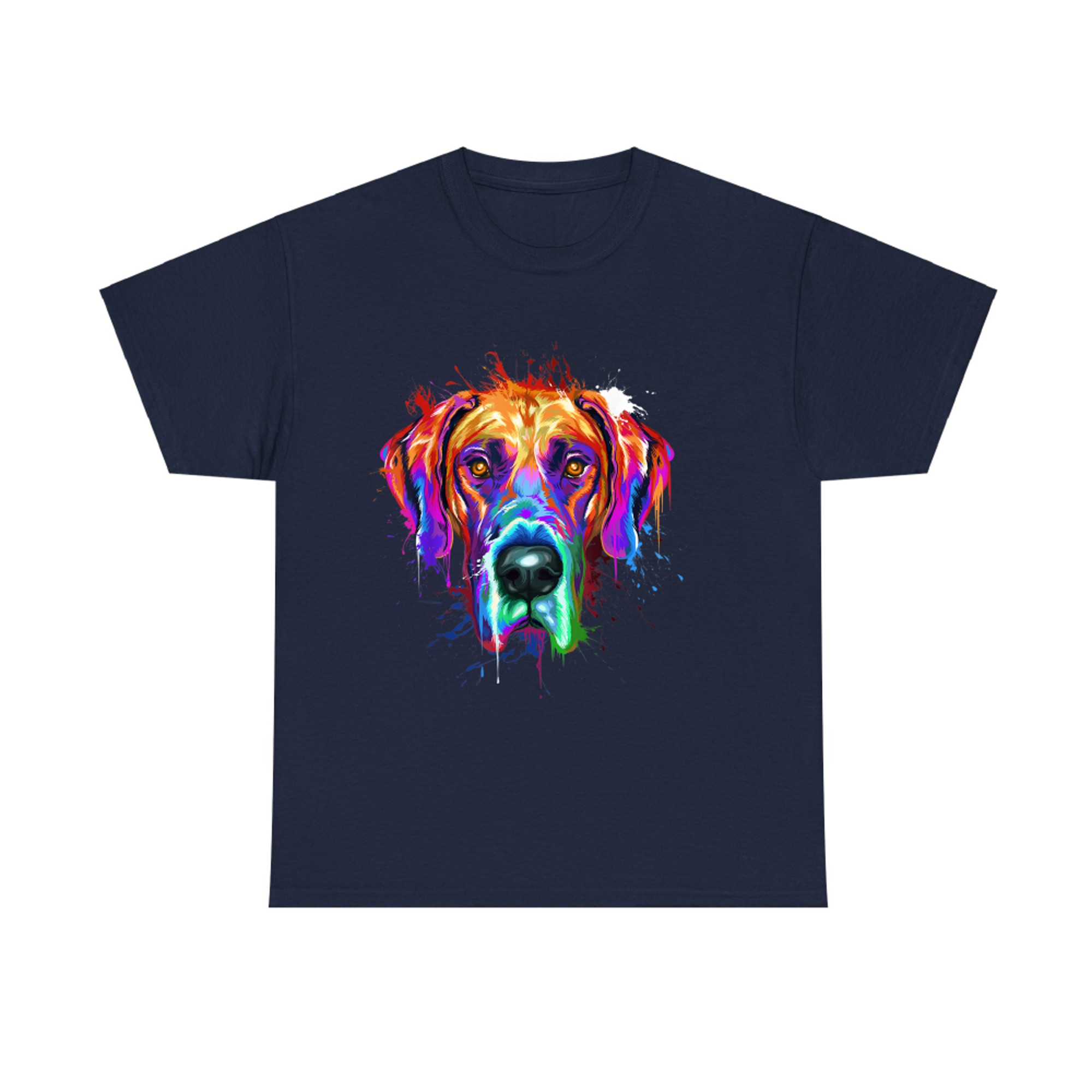 Psychedelic Great Dane Head Rainbow Dog Wall Art Design T-shirt