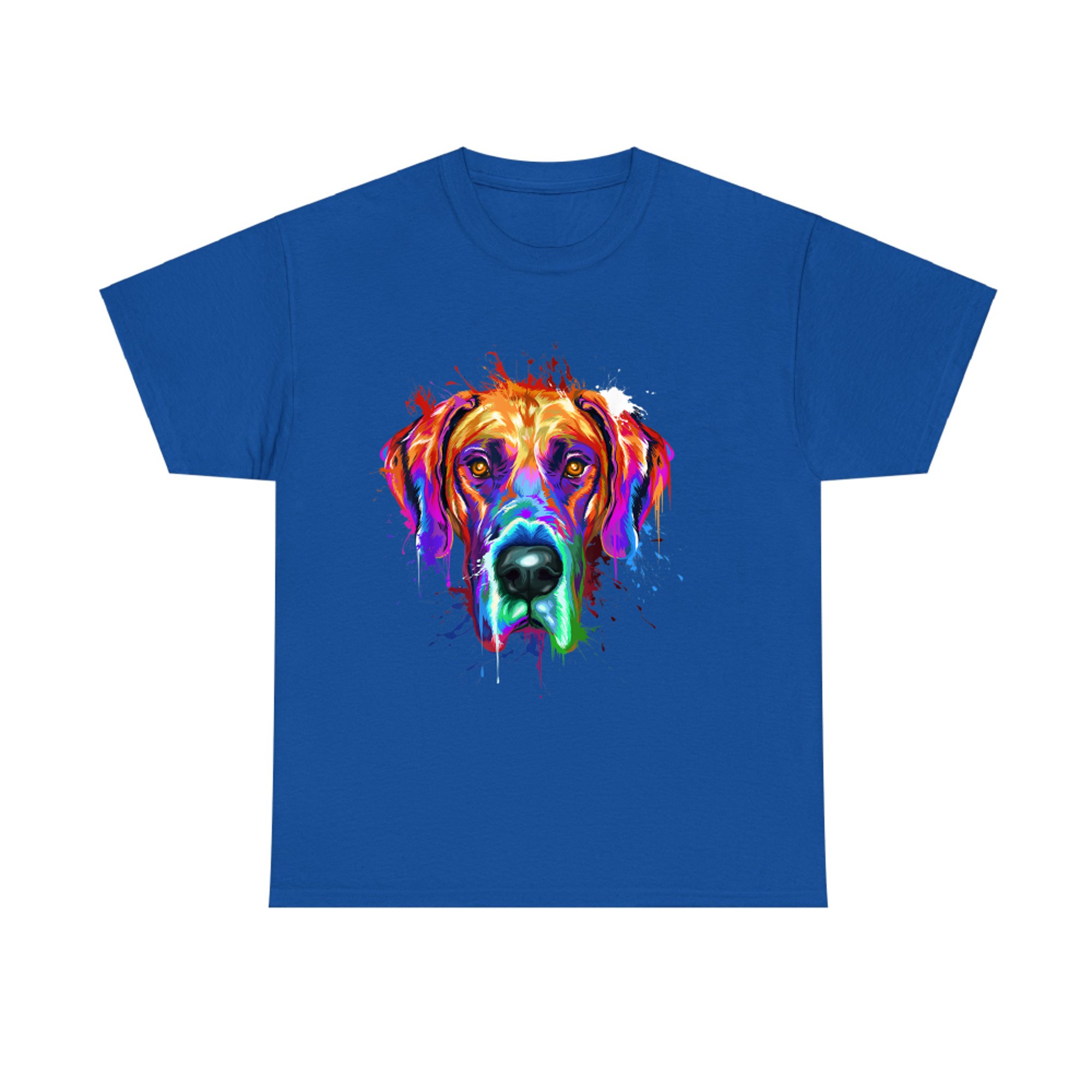 Psychedelic Great Dane Head Rainbow Dog Wall Art Design T-shirt