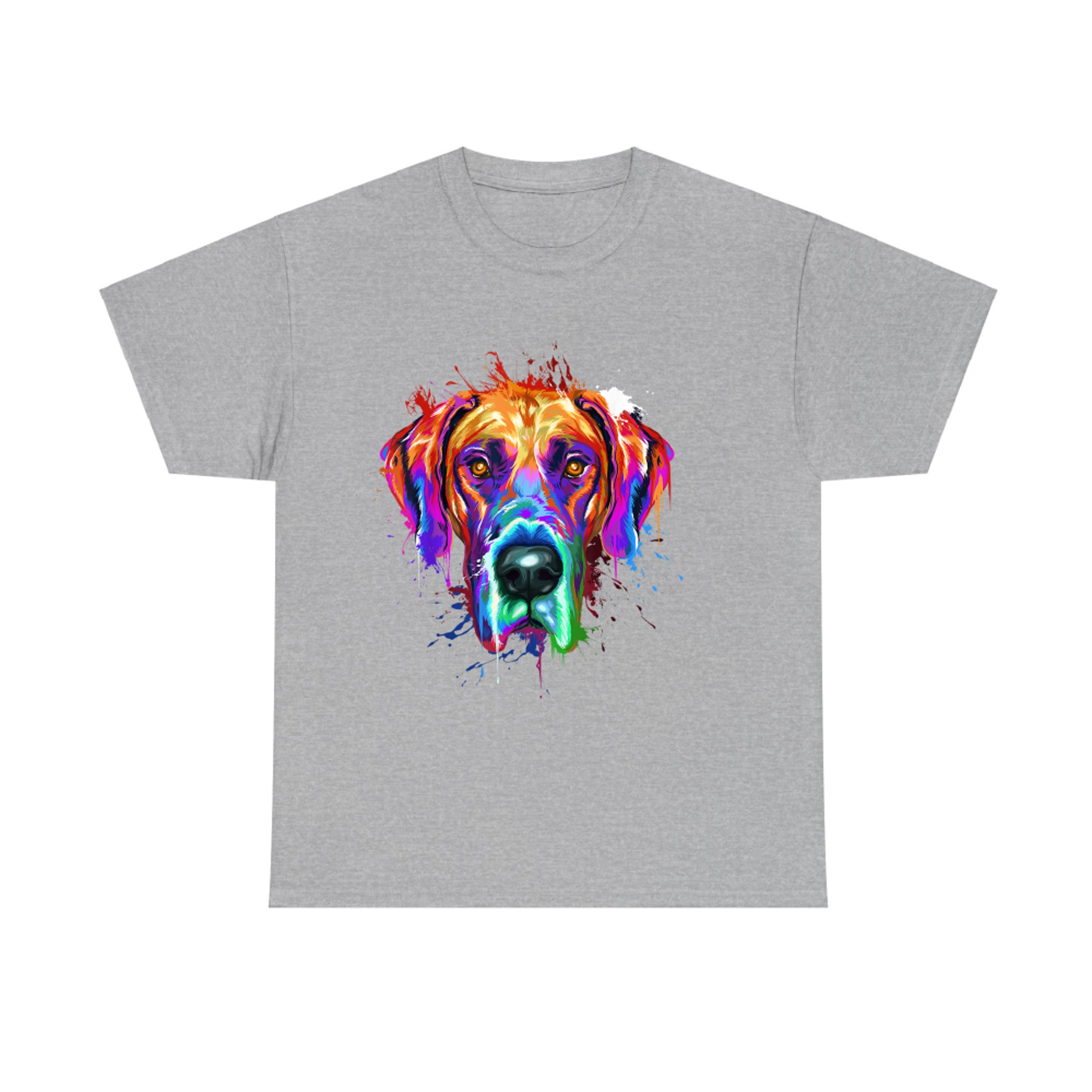 Psychedelic Great Dane Head Rainbow Dog Wall Art Design T-shirt