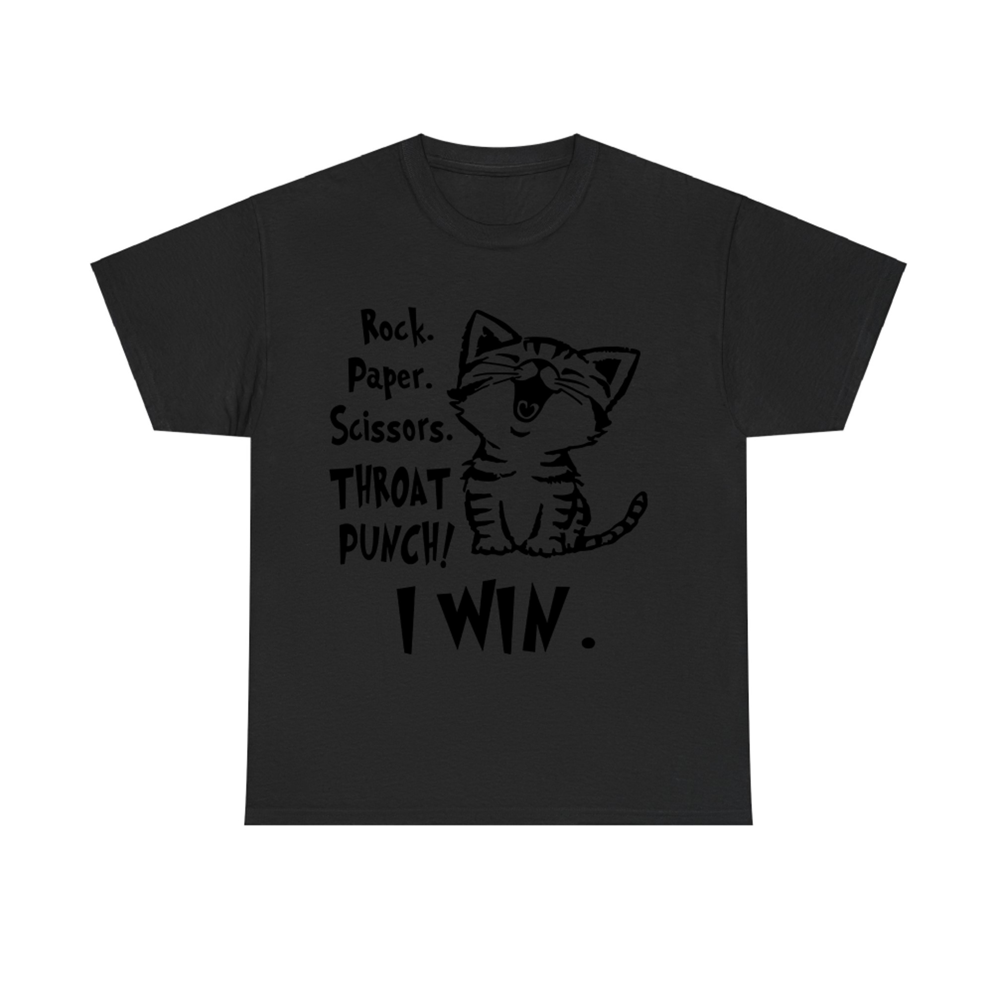 Rock Paper Scissors Throat Punch I Win CAT T-shirt